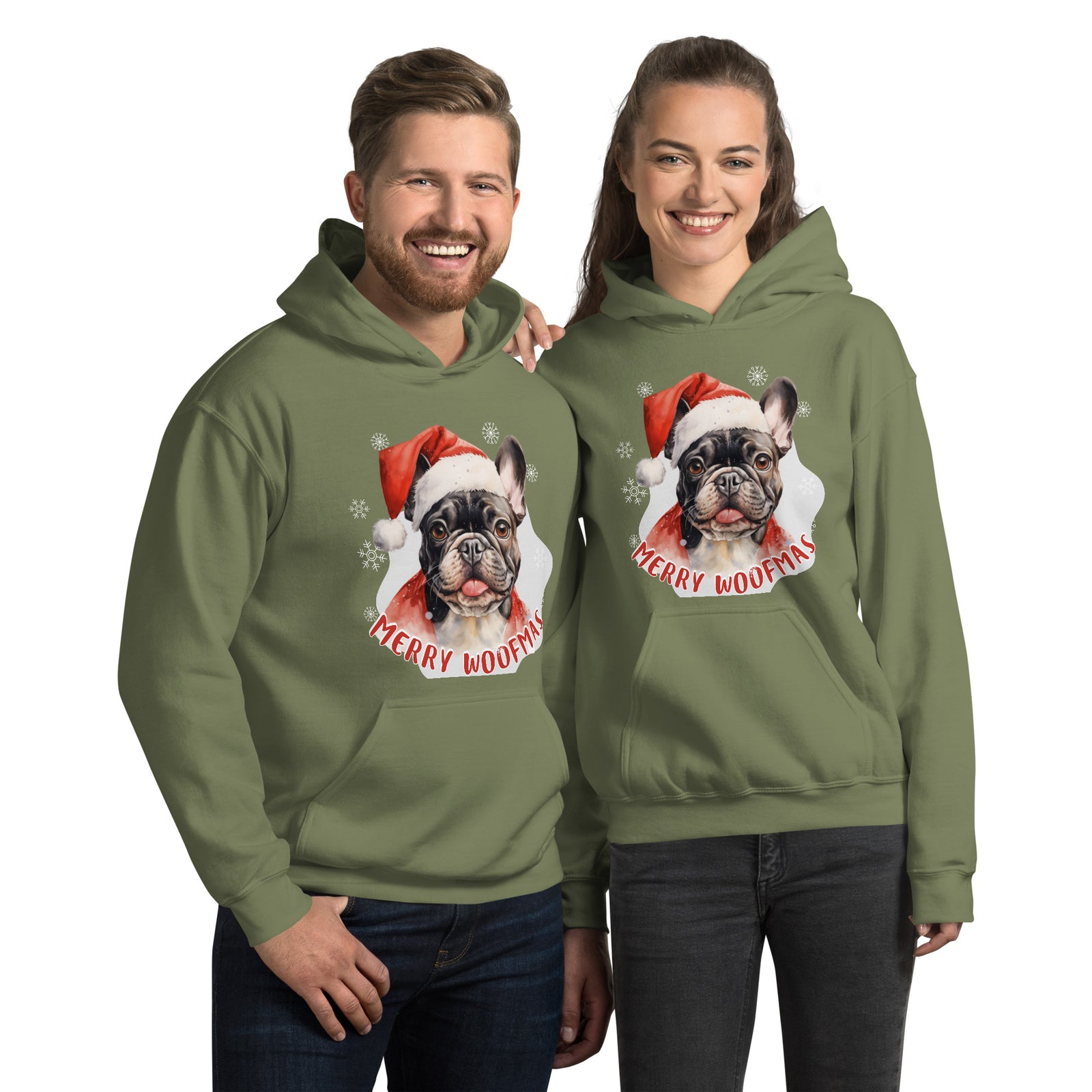 Unisex Hoodie French Bulldog - Merry Woofmas