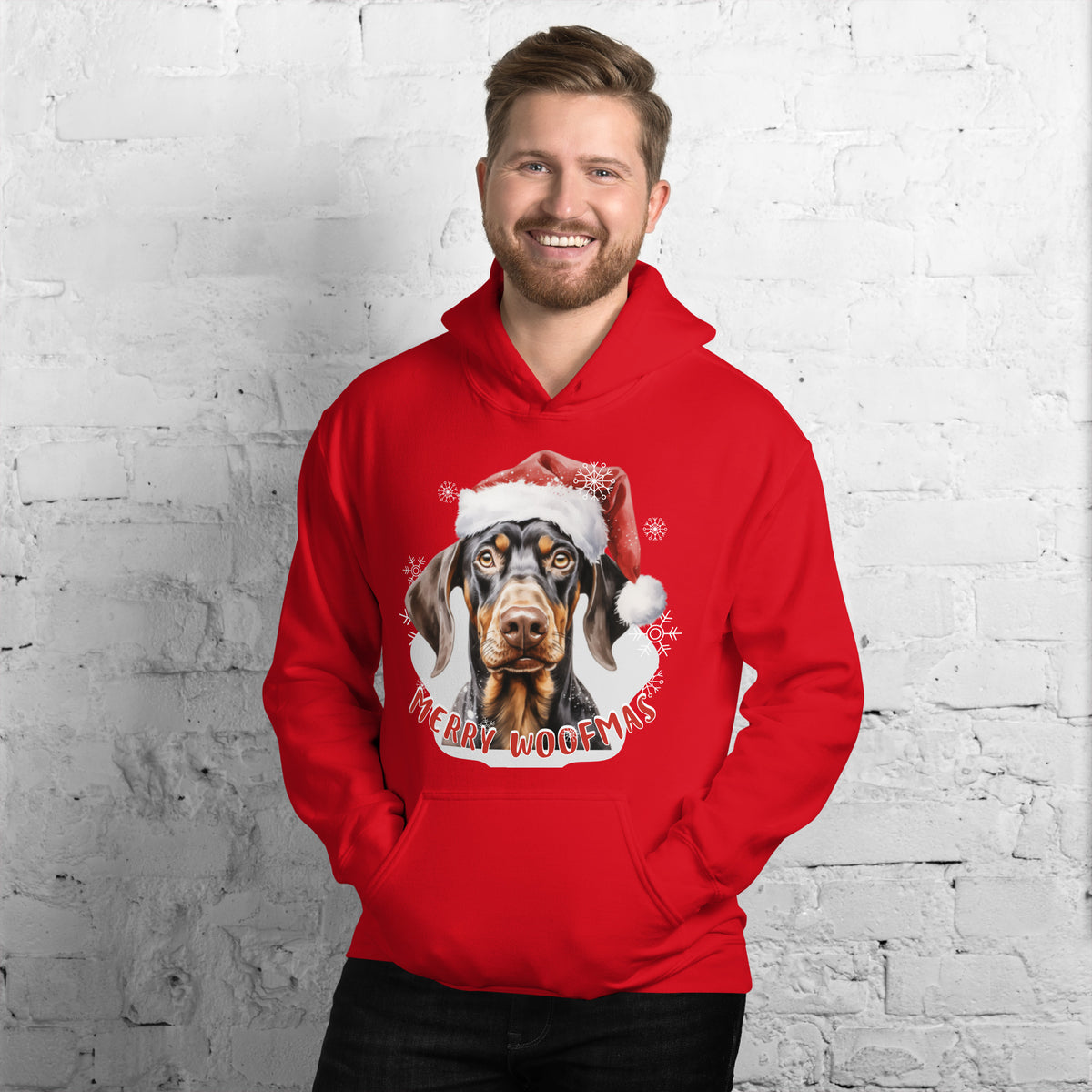 Unisex Hoodie Doberman - Merry Woofmas