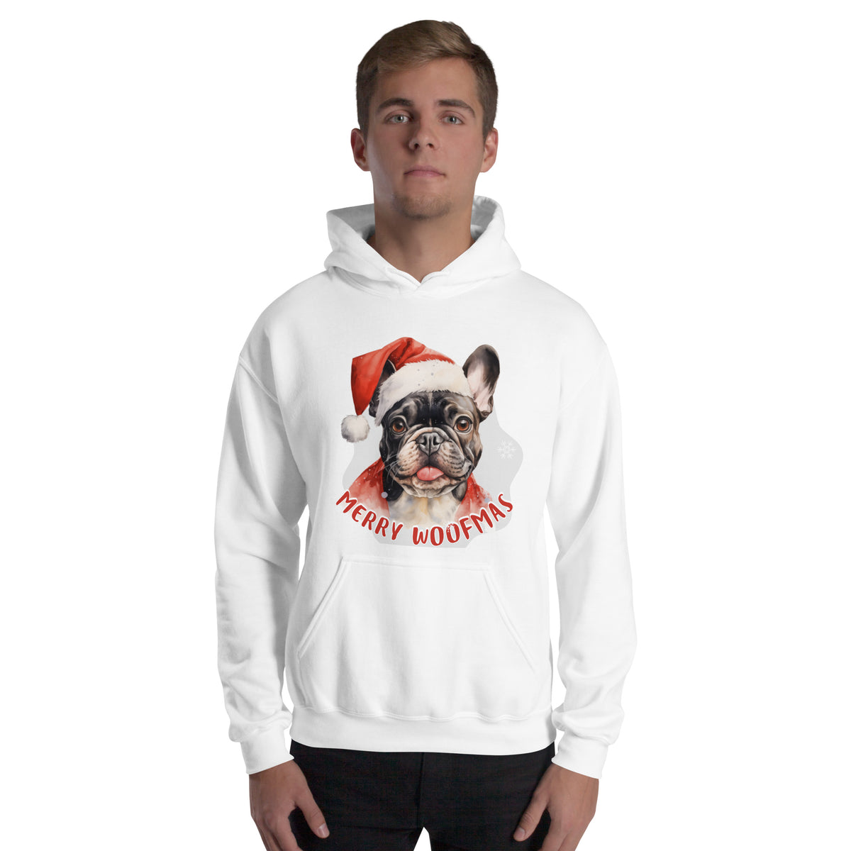 Unisex Hoodie French Bulldog - Merry Woofmas