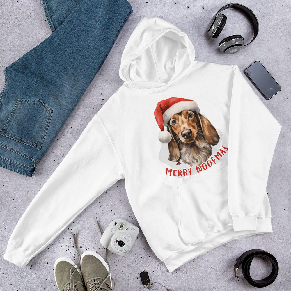 Unisex Hoodie Danchshund - Merry Woofmas