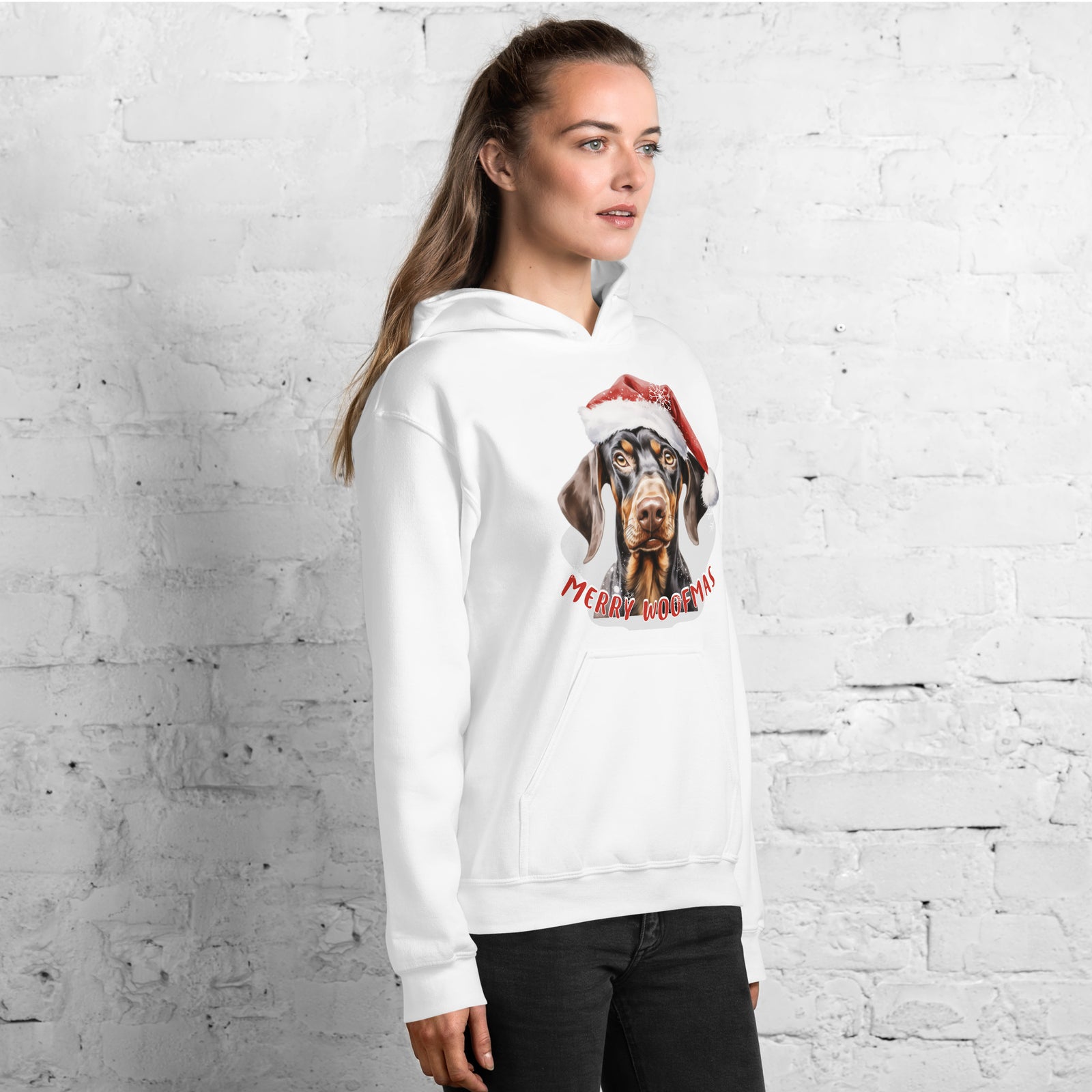 Unisex Hoodie Doberman - Merry Woofmas