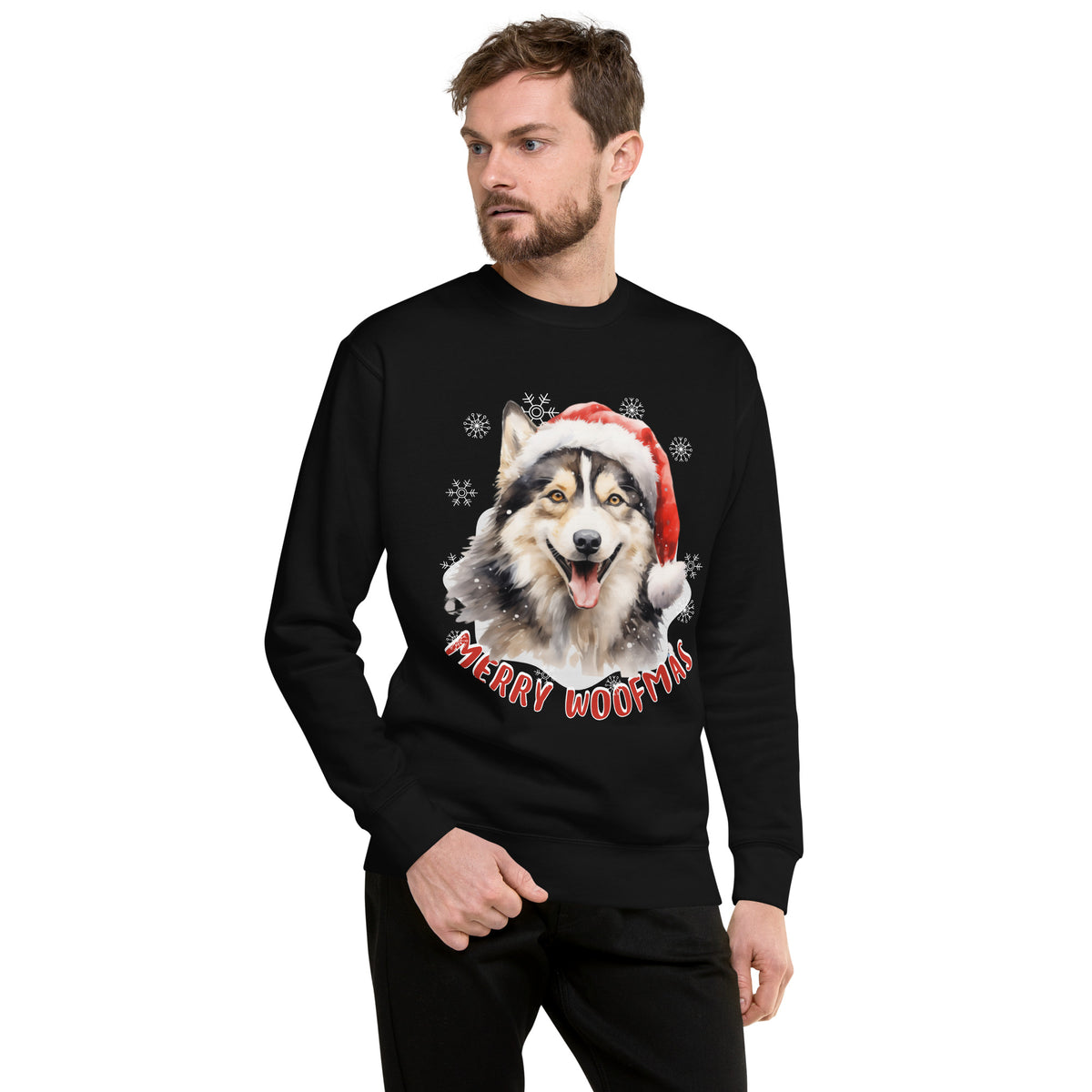 Unisex Premium Sweatshirt Siberian Husky - Merry Woofmas