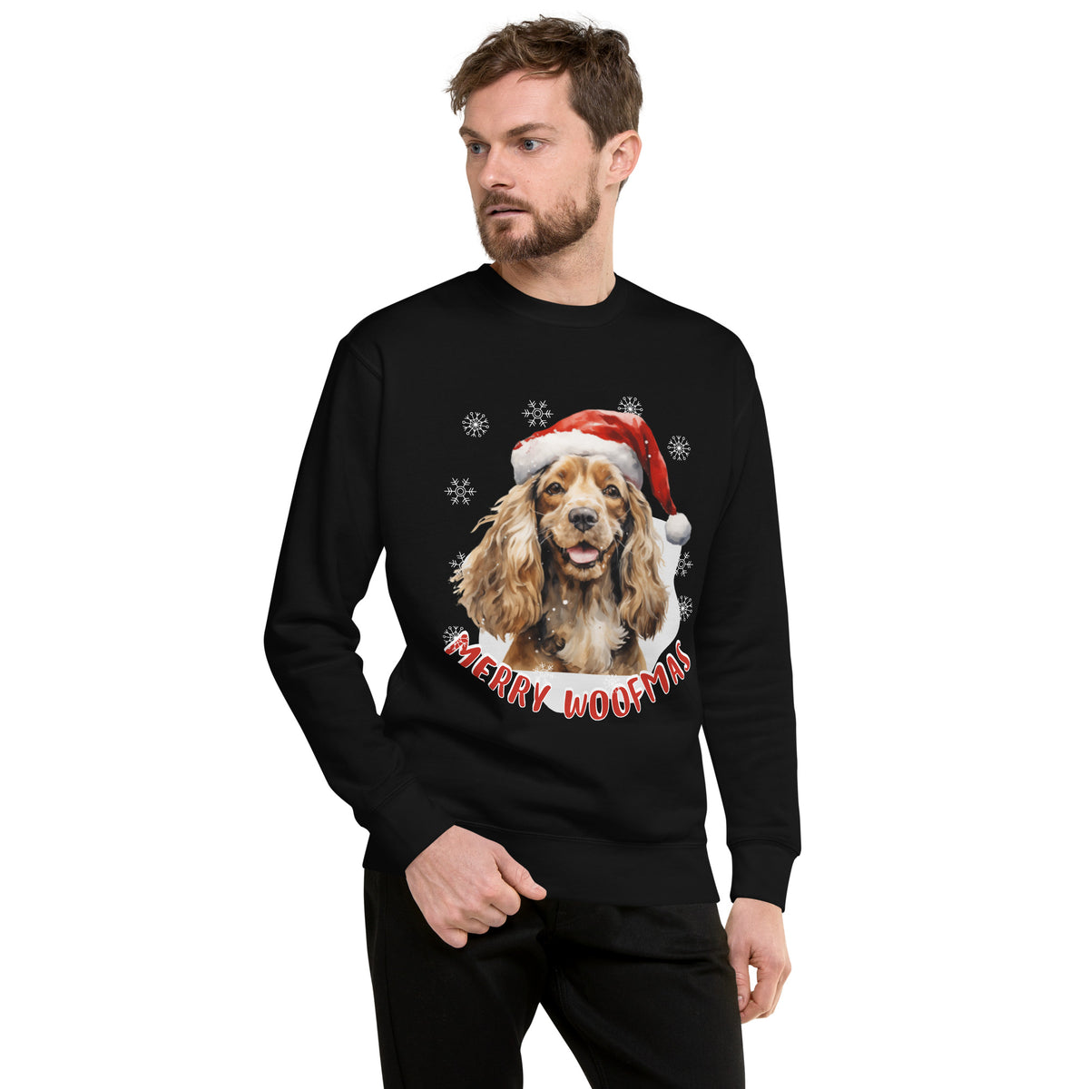 Unisex Premium Sweatshirt Cocker Spaniel - Merry Woofmas