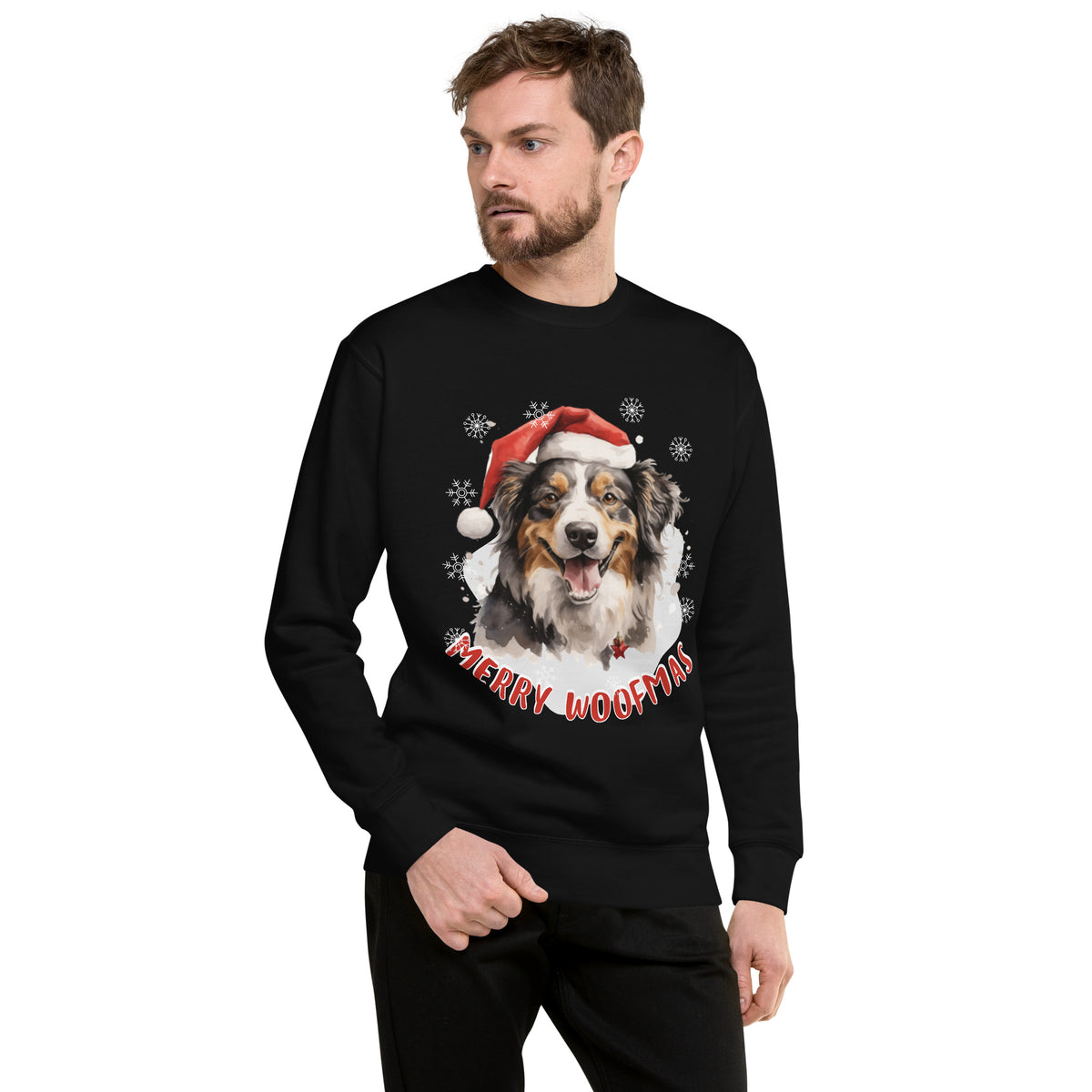 Unisex Premium Sweatshirt Australian Shepherd - Merry Woofmas