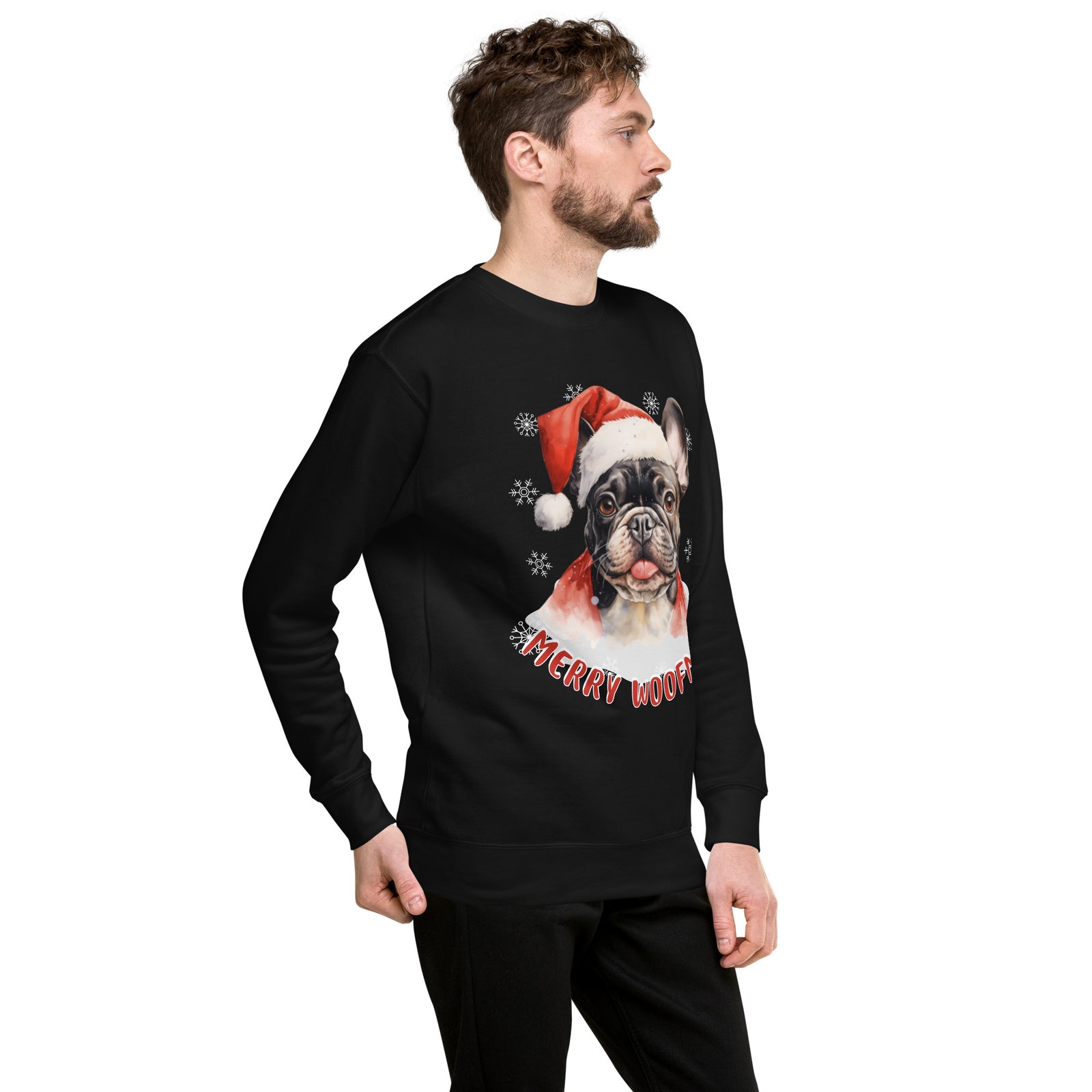 Unisex Premium Sweatshirt French Bulldog - Merry Woofmas
