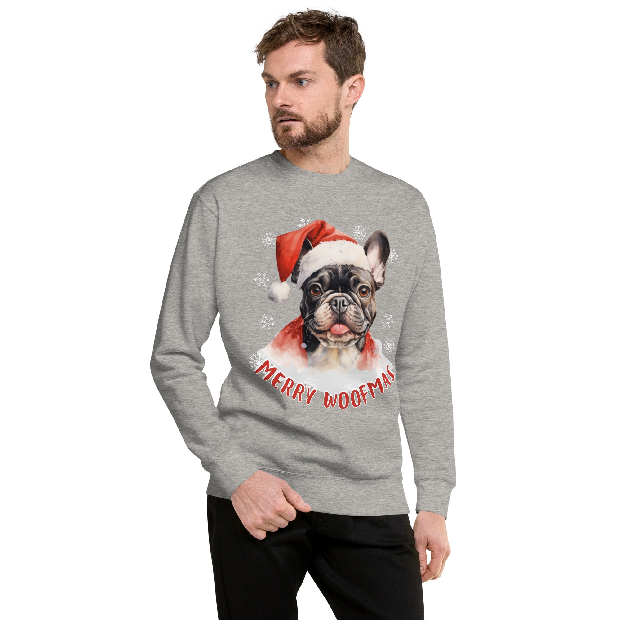 Unisex Premium Sweatshirt French Bulldog - Merry Woofmas