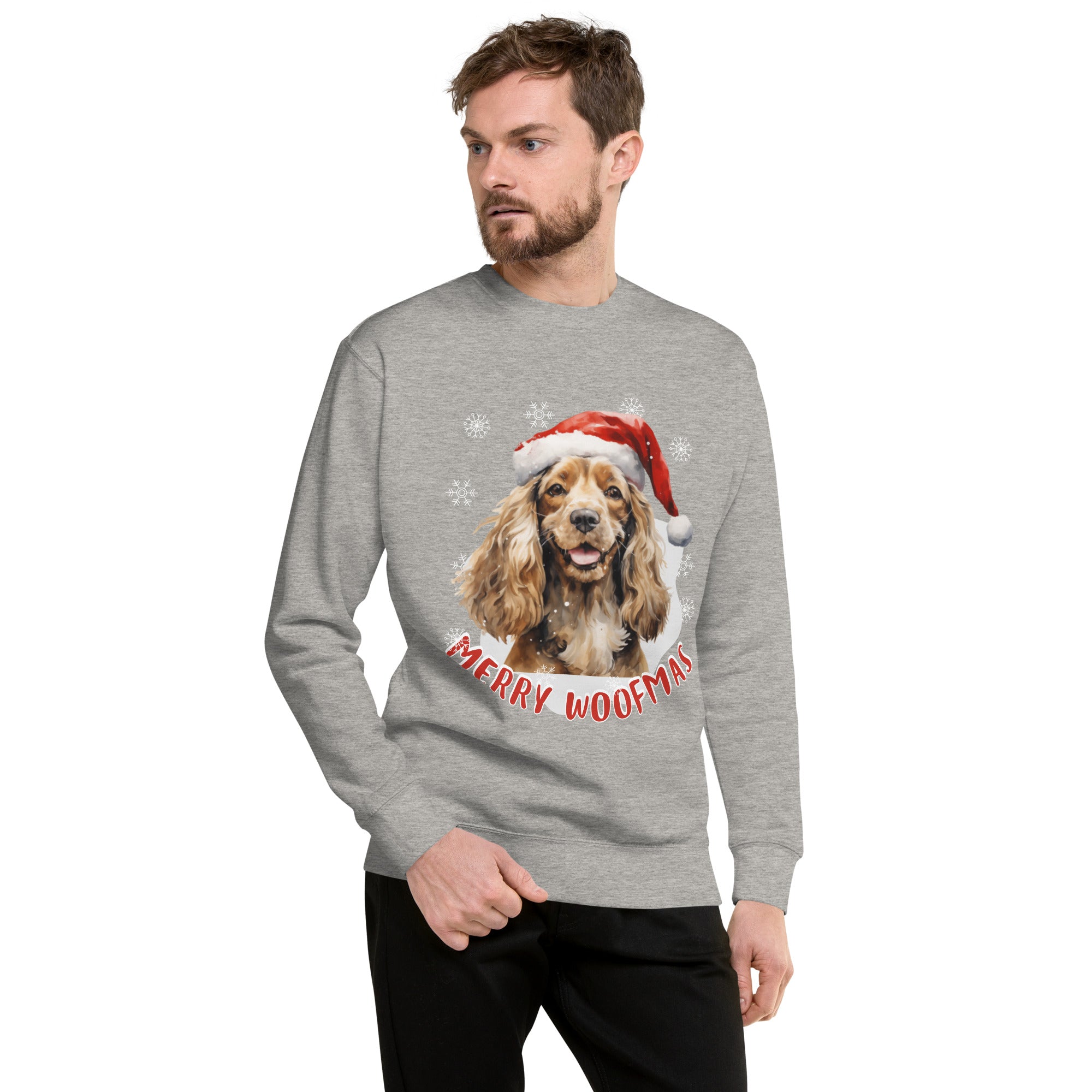 Unisex Premium Sweatshirt Cocker Spaniel - Merry Woofmas