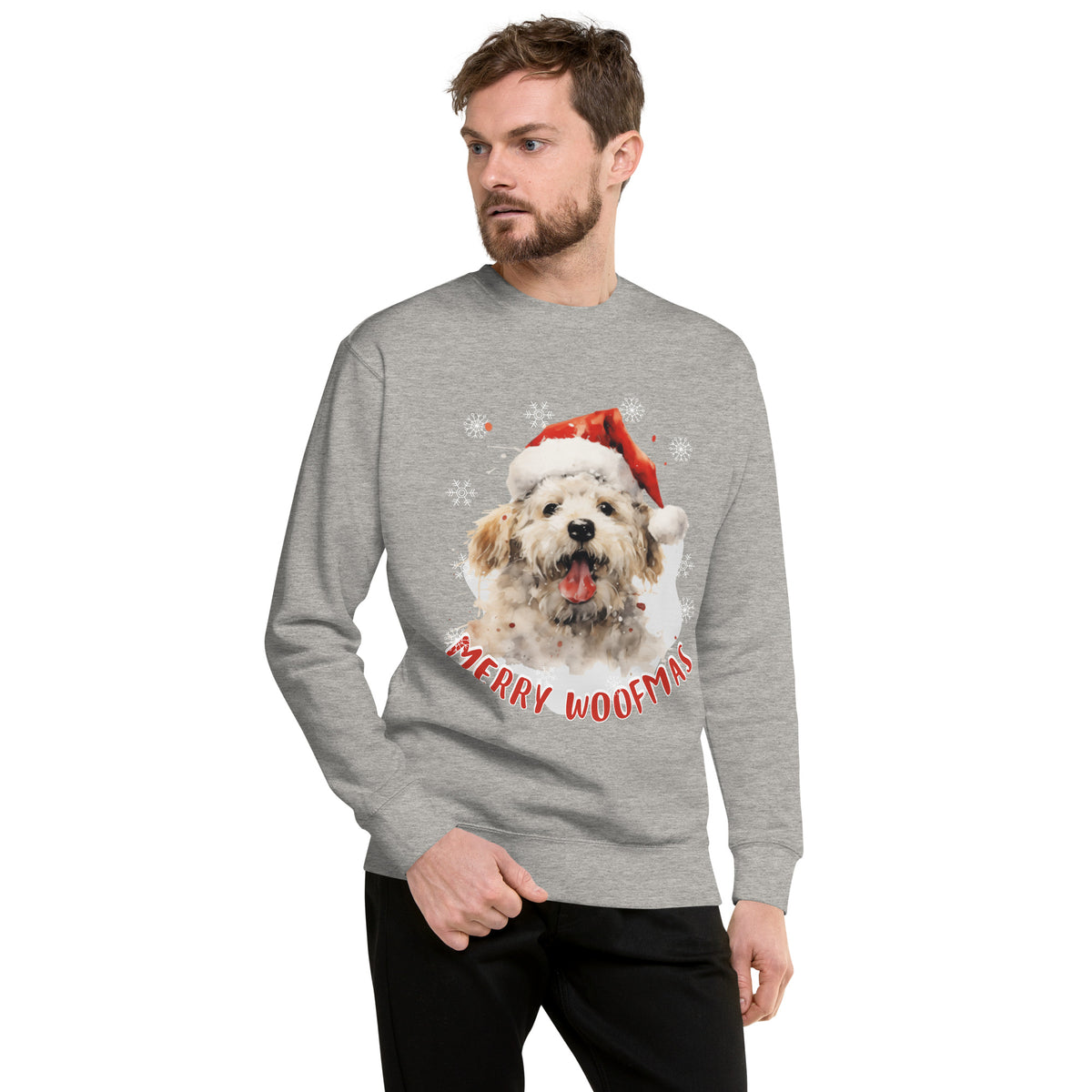 Unisex Premium Sweatshirt Bichon Frise - Merry Woofmas