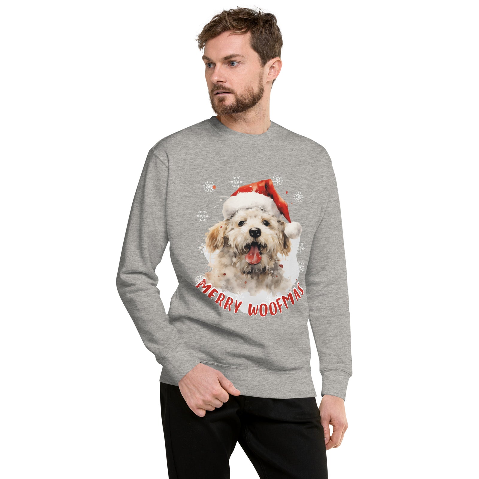 Unisex Premium Sweatshirt Bichon Frise - Merry Woofmas