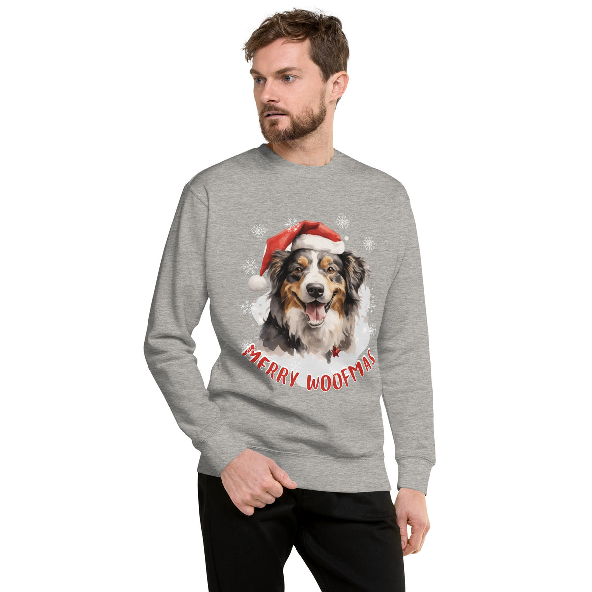 Unisex Premium Sweatshirt Australian Shepherd - Merry Woofmas