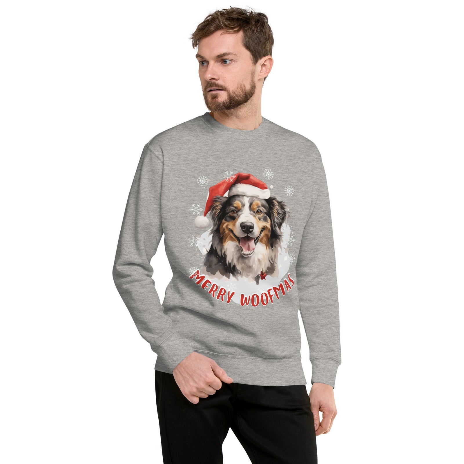 Unisex Premium Sweatshirt Australian Shepherd - Merry Woofmas