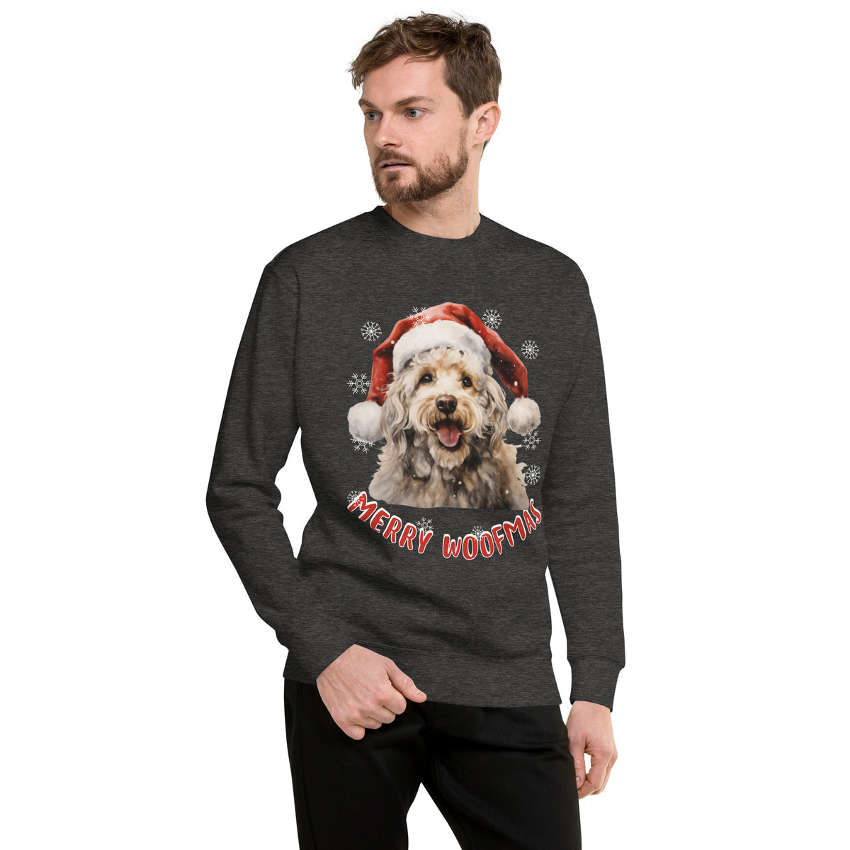 Unisex Premium Sweatshirt Poodle - Merry Woofmas