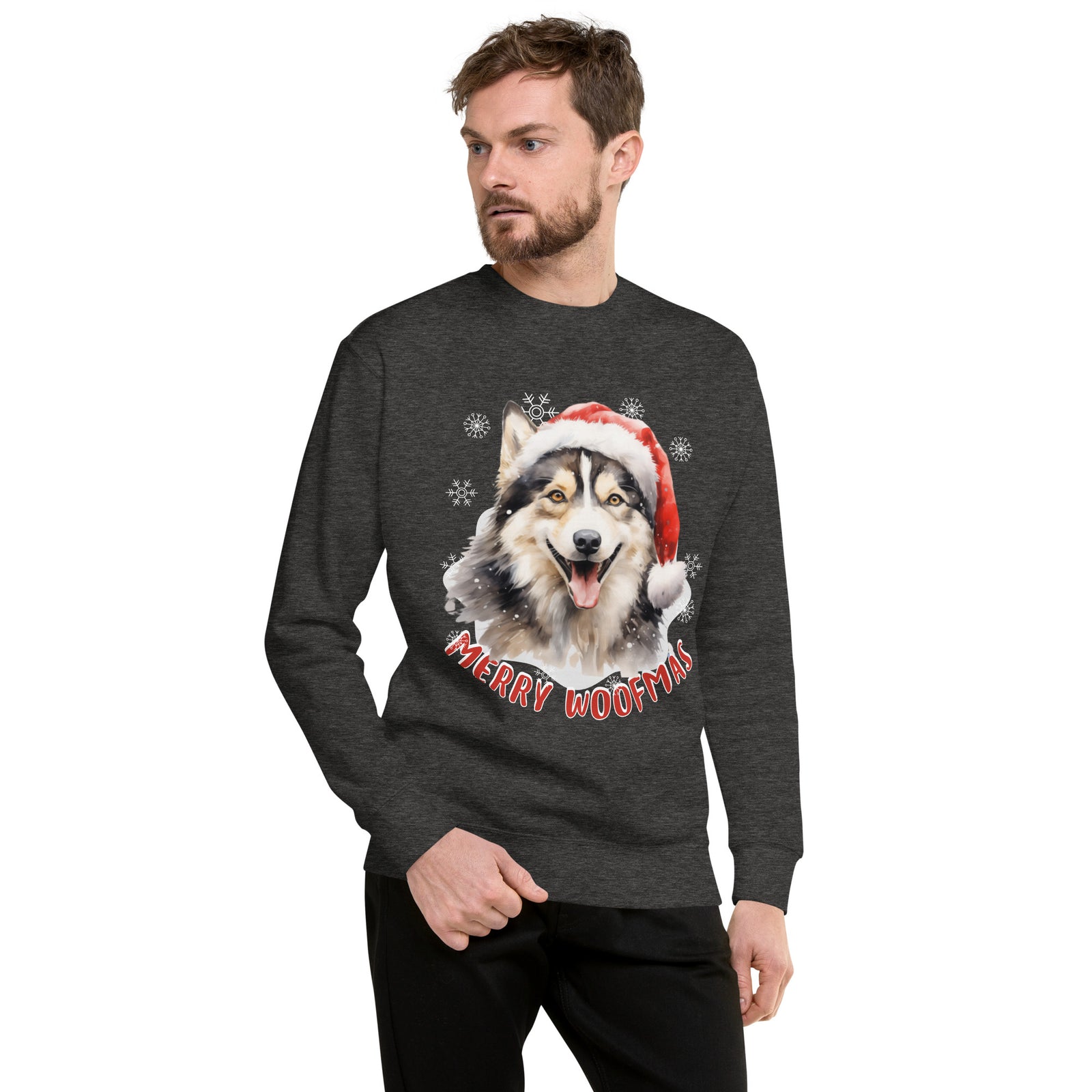 Unisex Premium Sweatshirt Siberian Husky - Merry Woofmas