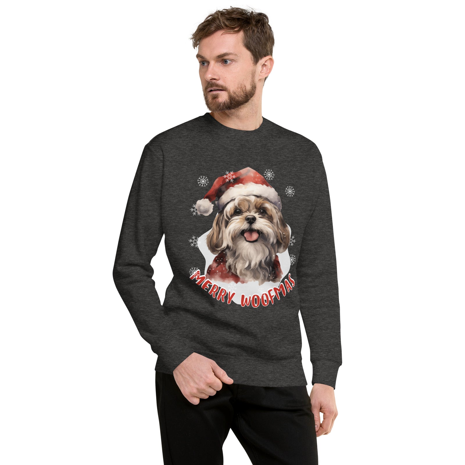 Unisex Premium Sweatshirt Shitzu - Merry Woofmas