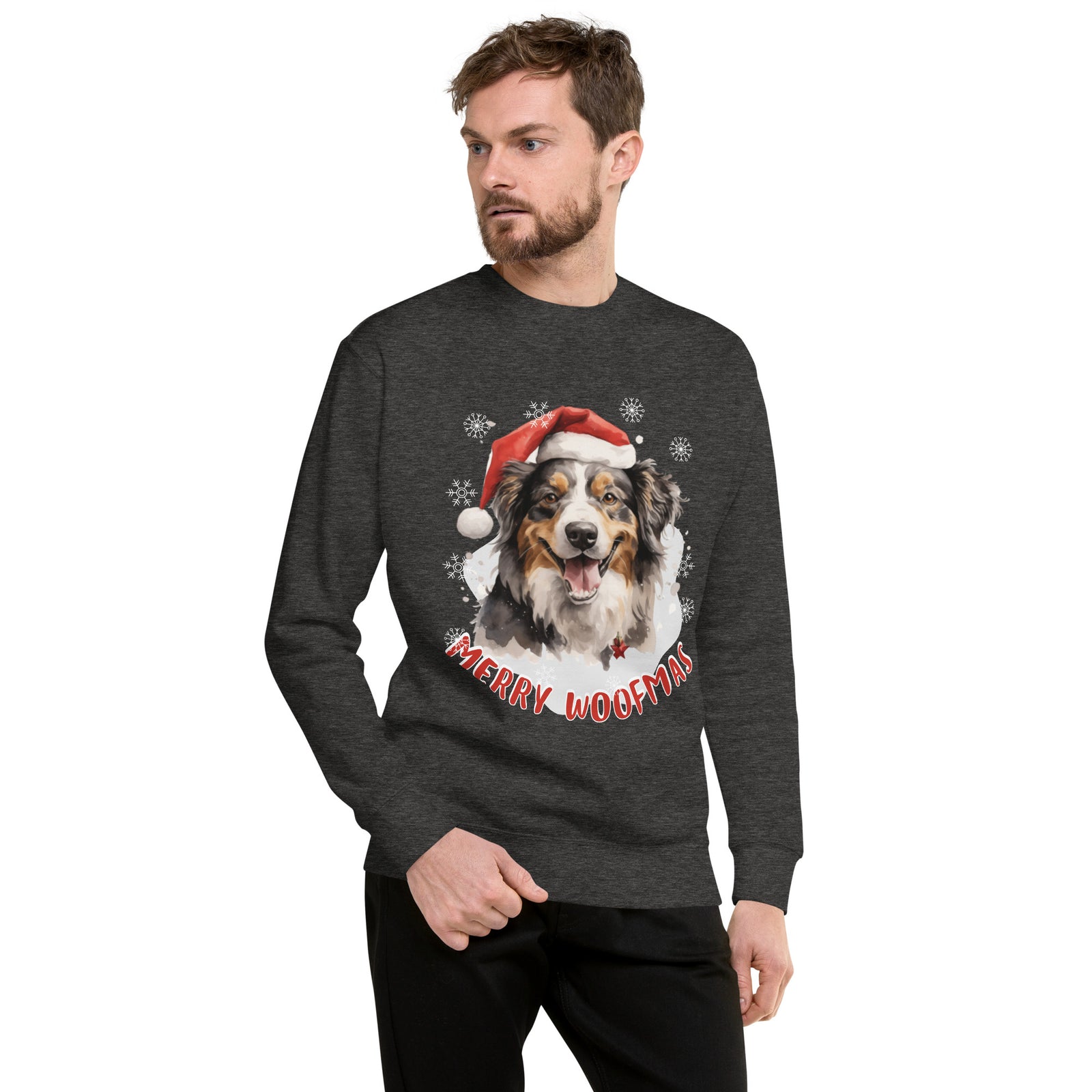 Unisex Premium Sweatshirt Australian Shepherd - Merry Woofmas