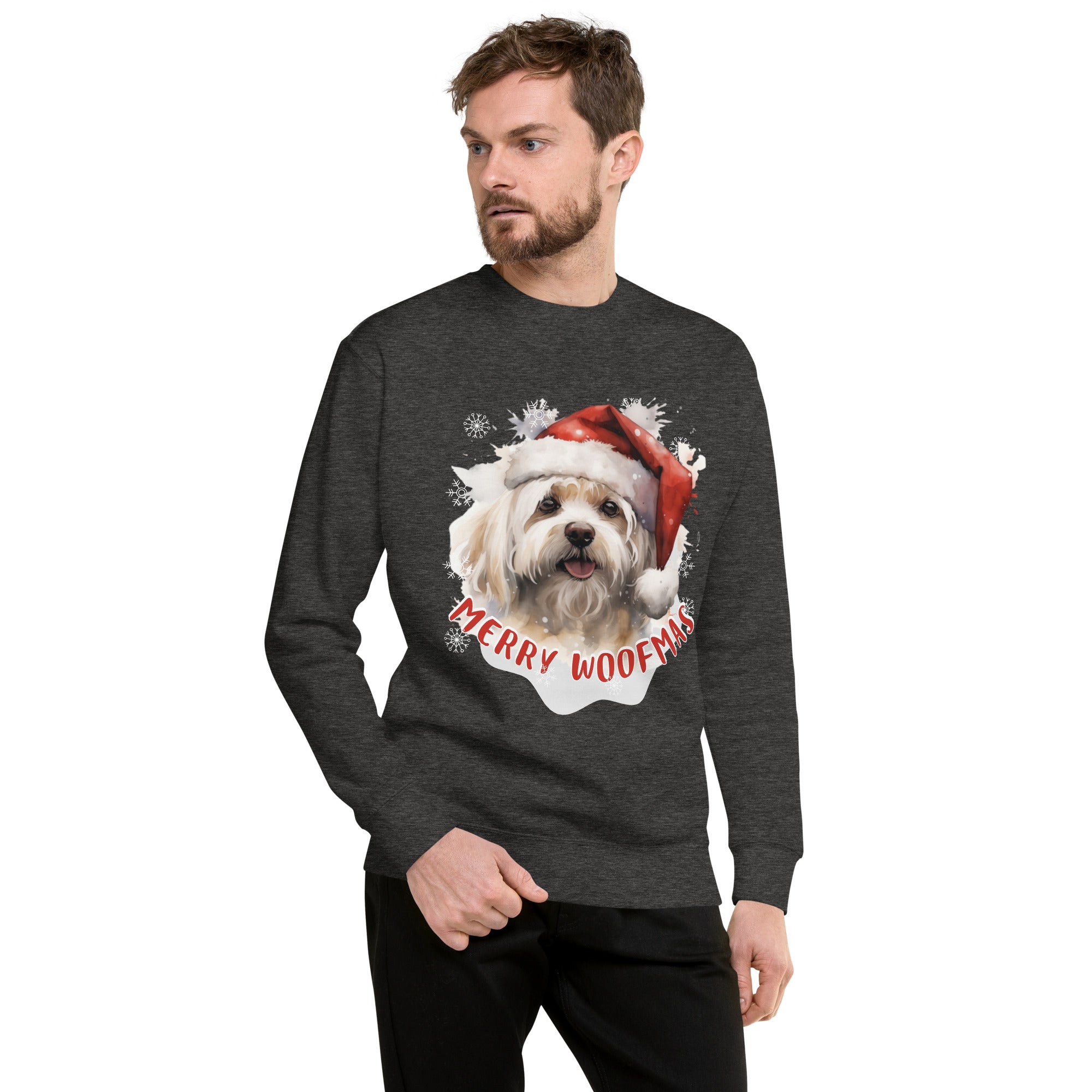 Unisex Premium Sweatshirt Maltese - Merry Woofmas