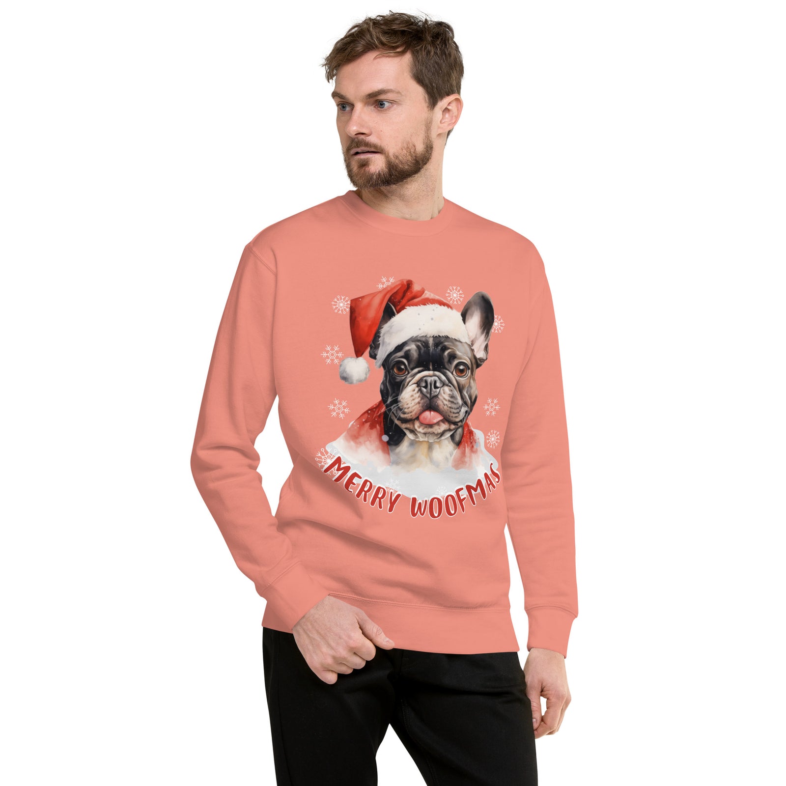 Unisex Premium Sweatshirt French Bulldog - Merry Woofmas