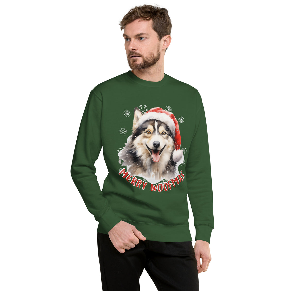 Unisex Premium Sweatshirt Siberian Husky - Merry Woofmas