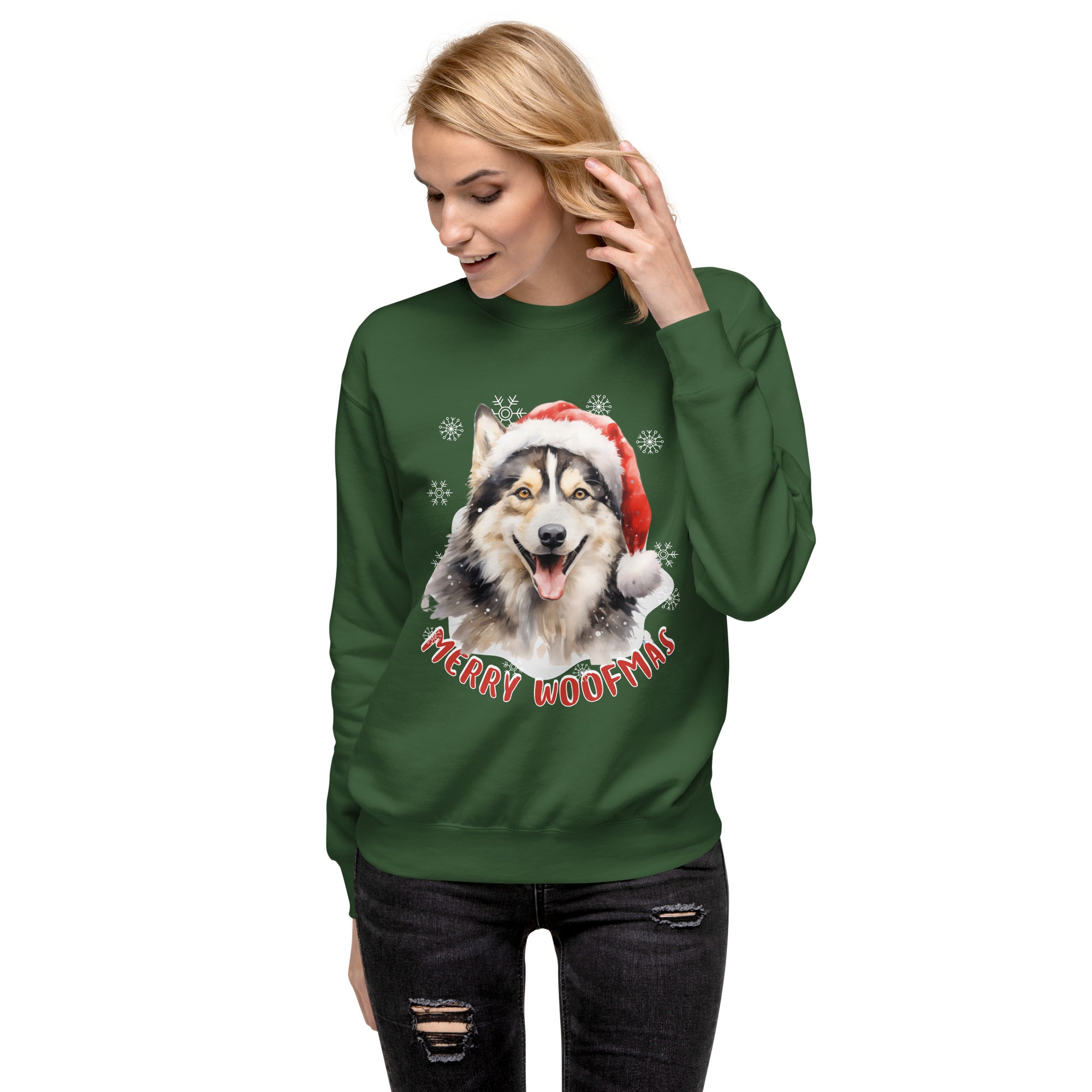 Unisex Premium Sweatshirt Siberian Husky - Merry Woofmas
