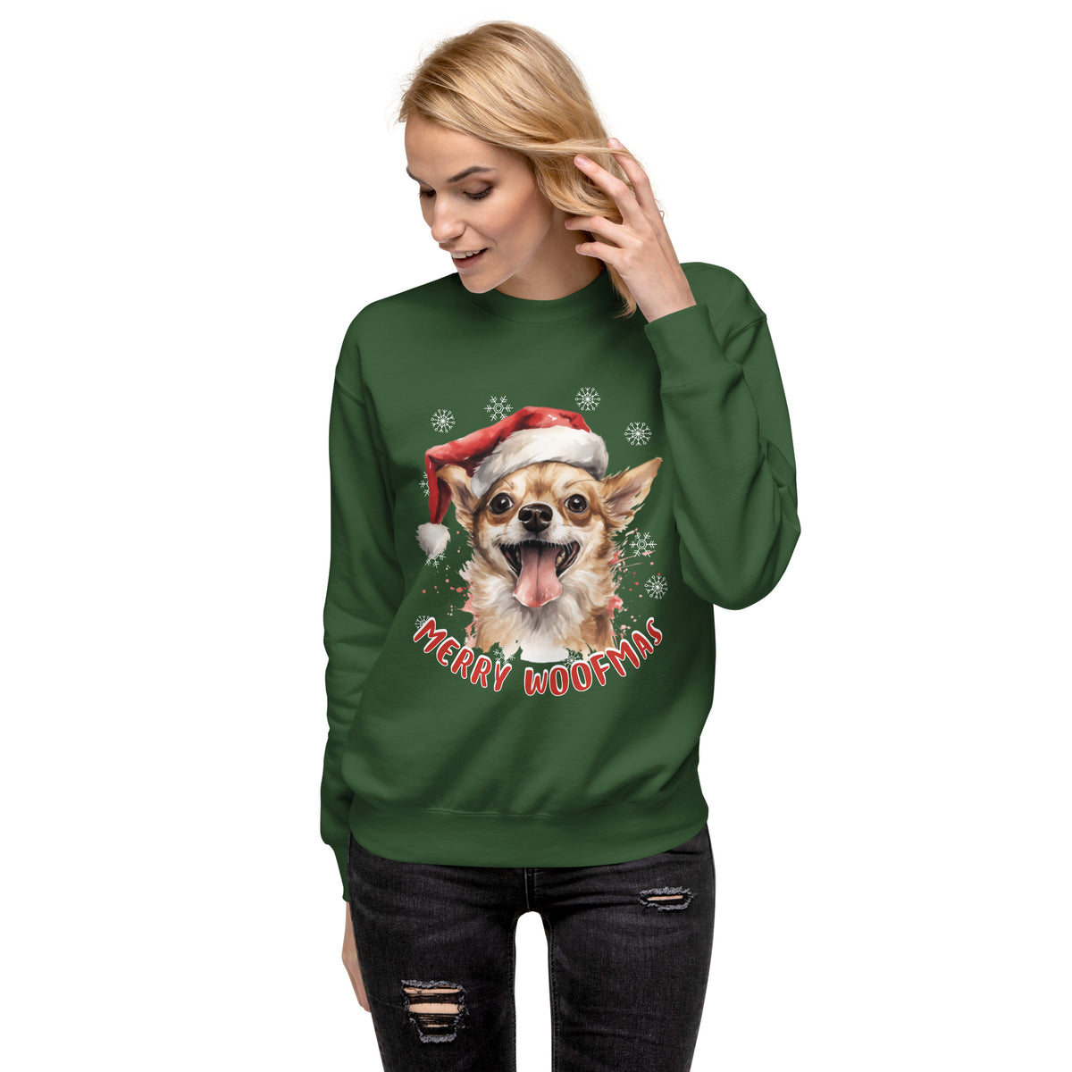 Unisex Premium Sweatshirt Chihuahua - Merry Woofmas