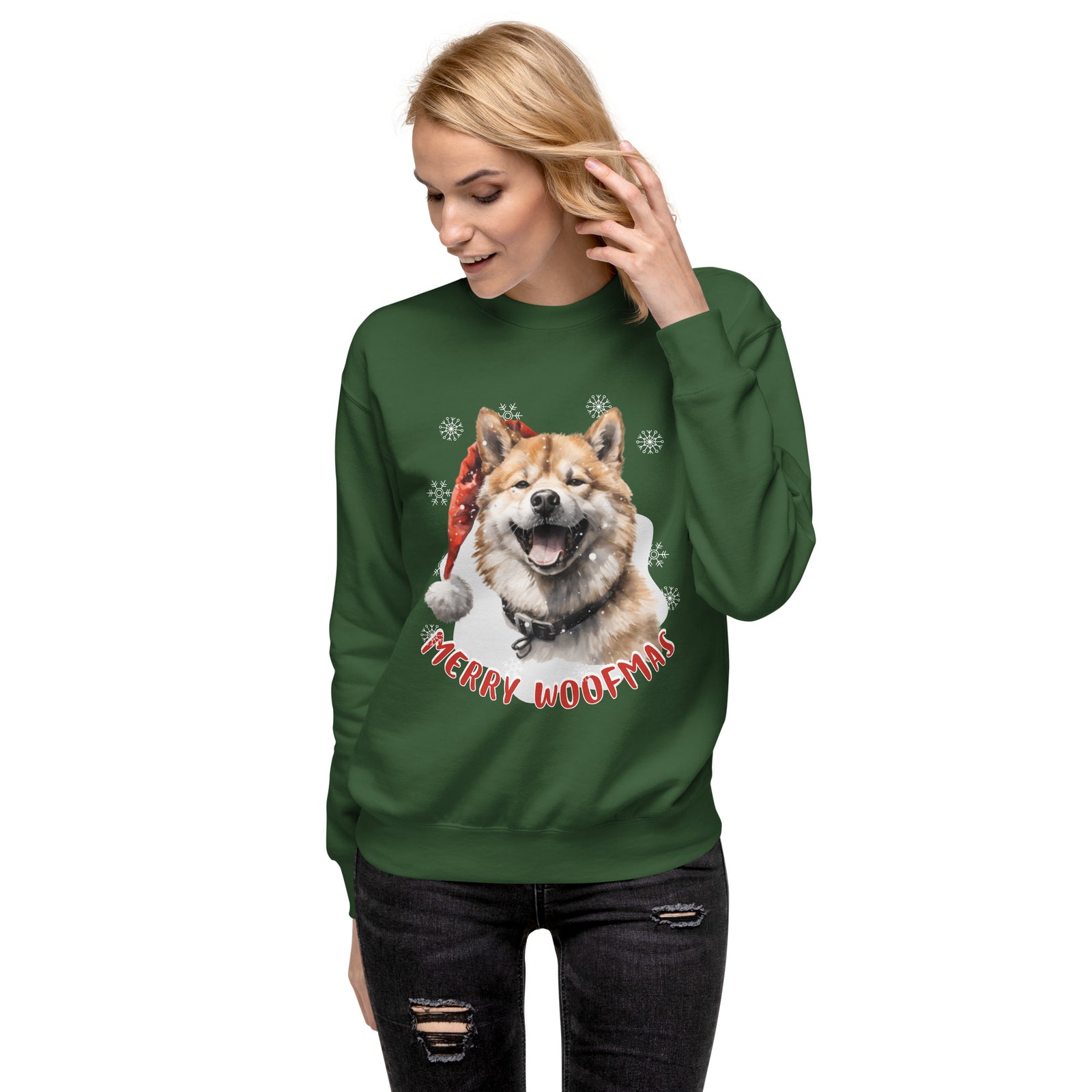 Unisex Premium Sweatshirt Akita - Merry Woofmas