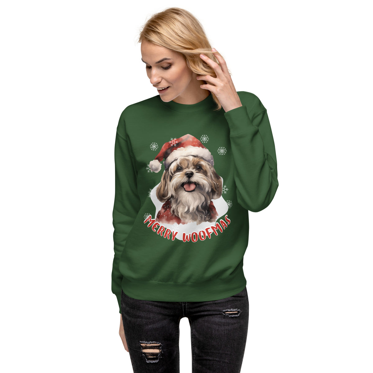 Unisex Premium Sweatshirt Shitzu - Merry Woofmas