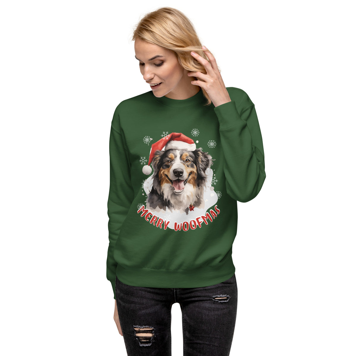 Unisex Premium Sweatshirt Australian Shepherd - Merry Woofmas