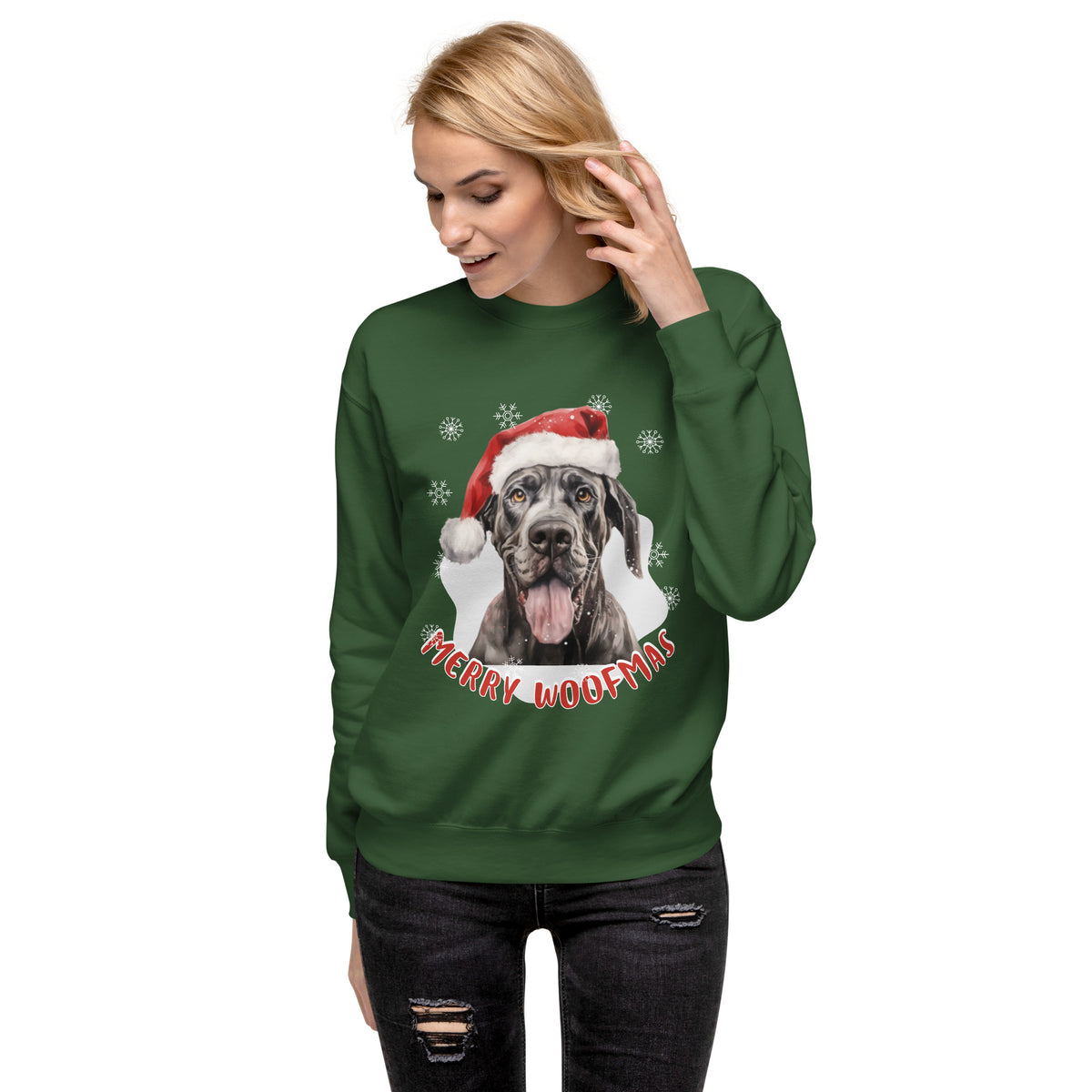 Unisex Premium Sweatshirt Great Dane - Merry Woofmas