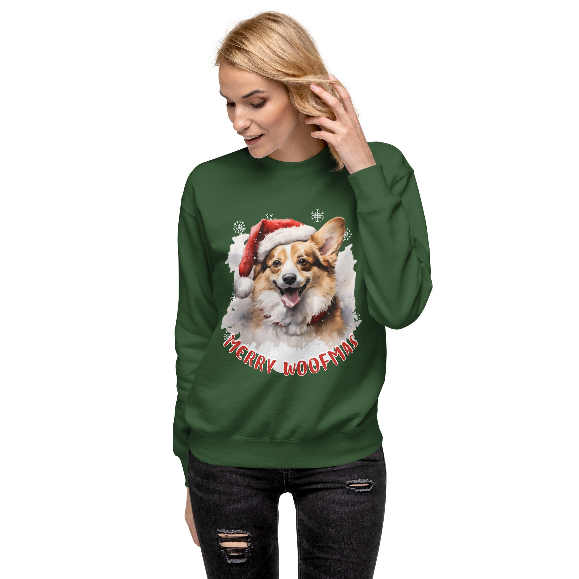 Unisex Premium Sweatshirt Pembroke Welsh Corgi - Merry Woofmas