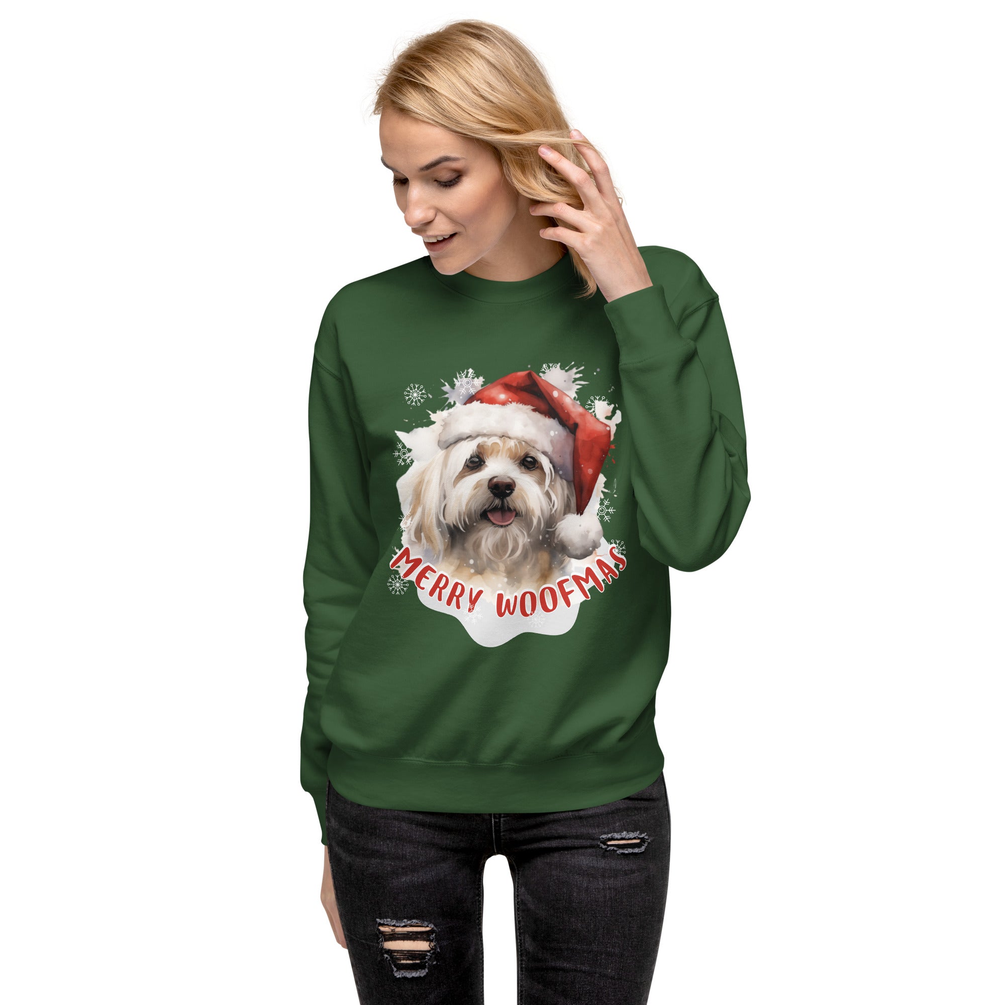 Unisex Premium Sweatshirt Maltese - Merry Woofmas