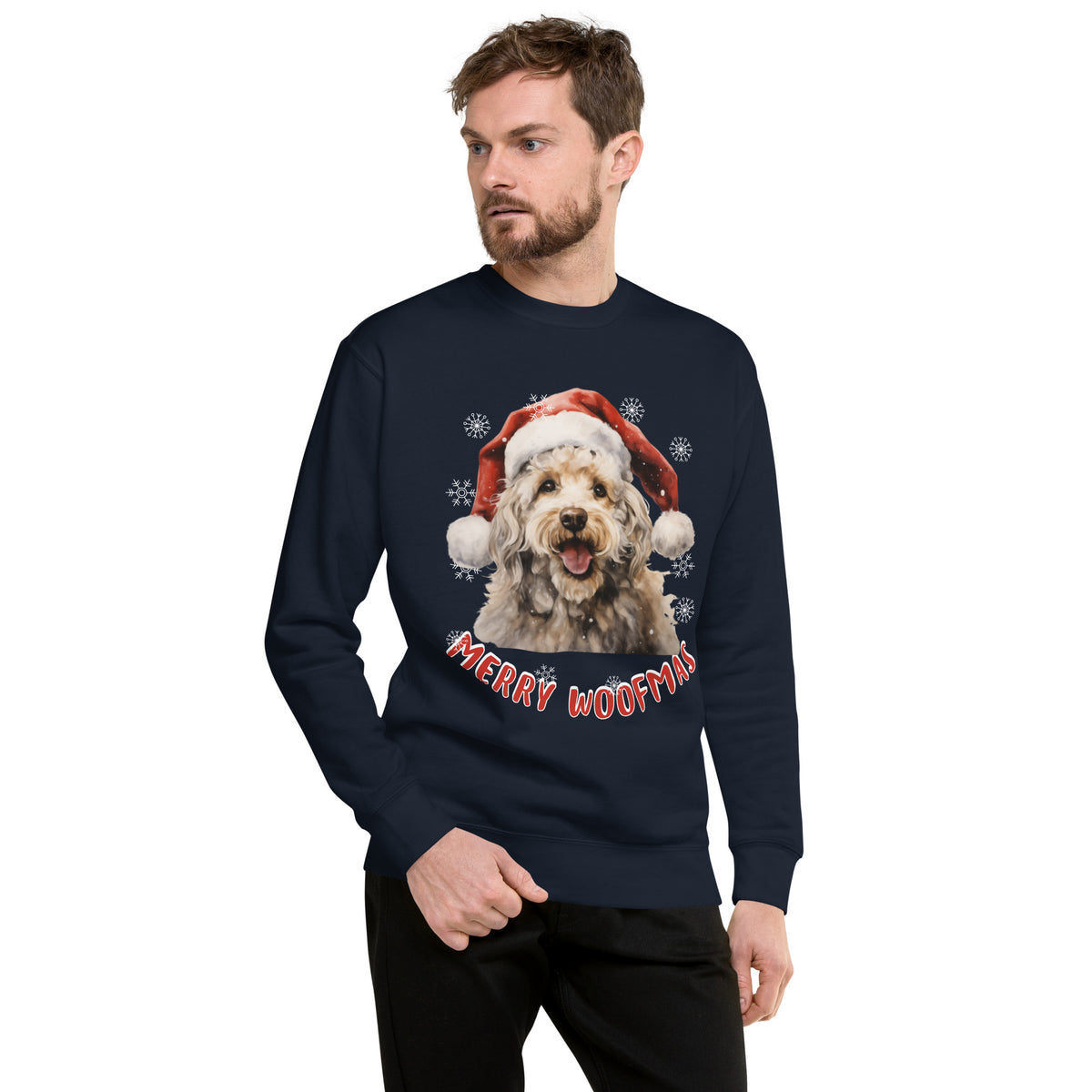 Unisex Premium Sweatshirt Poodle - Merry Woofmas