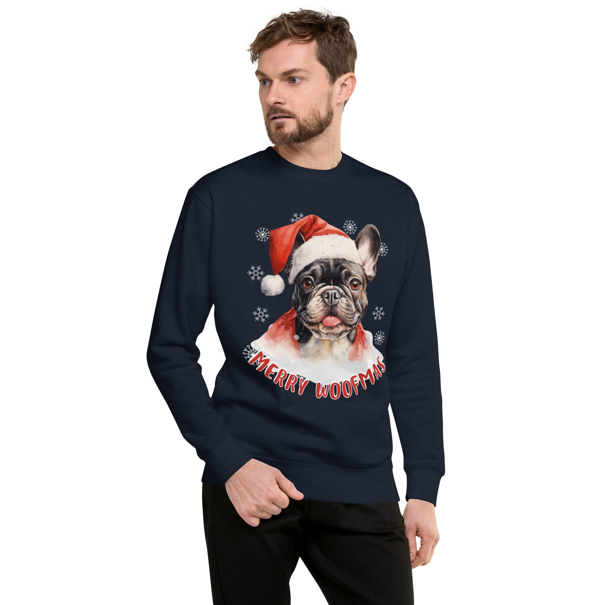 Unisex Premium Sweatshirt French Bulldog - Merry Woofmas