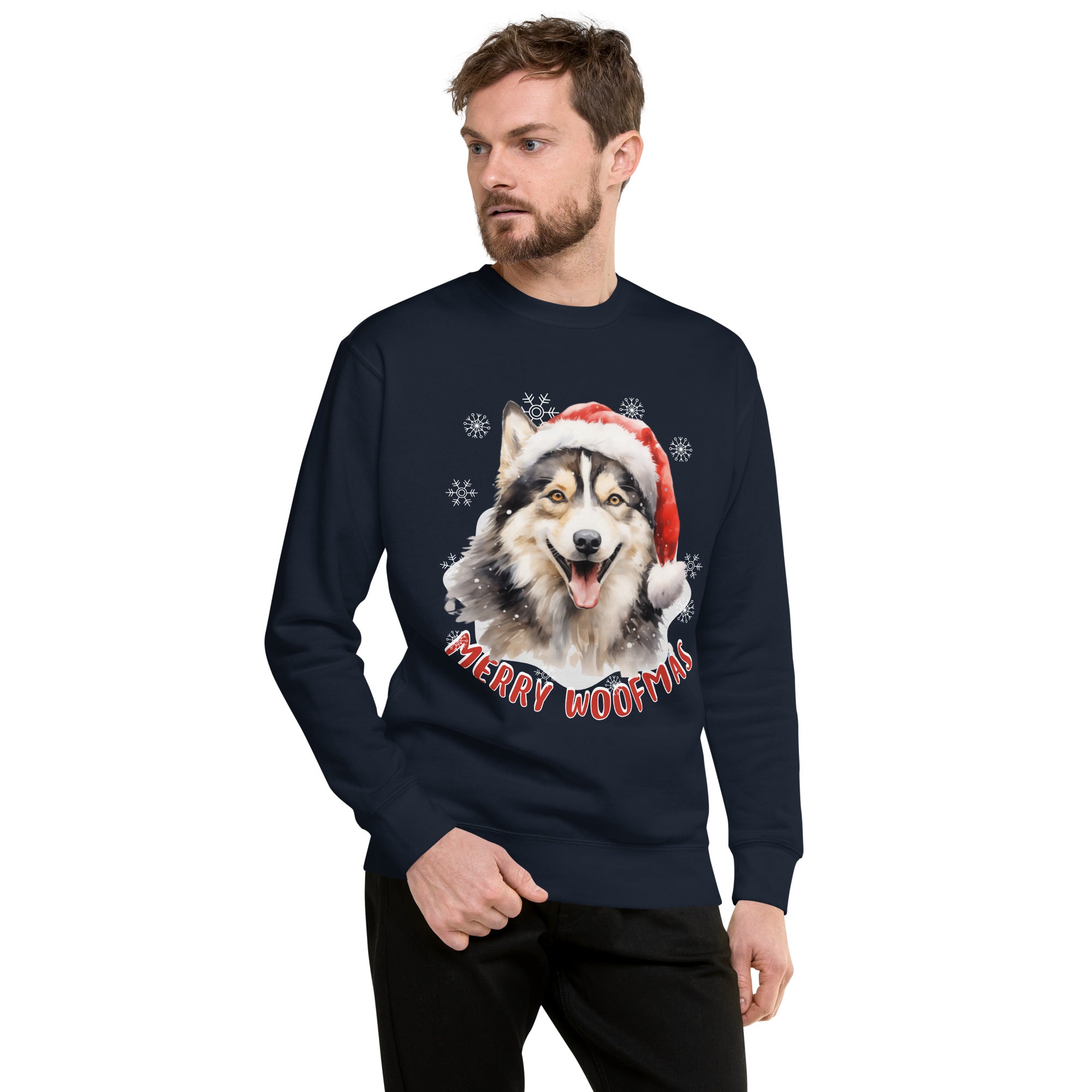 Unisex Premium Sweatshirt Siberian Husky - Merry Woofmas