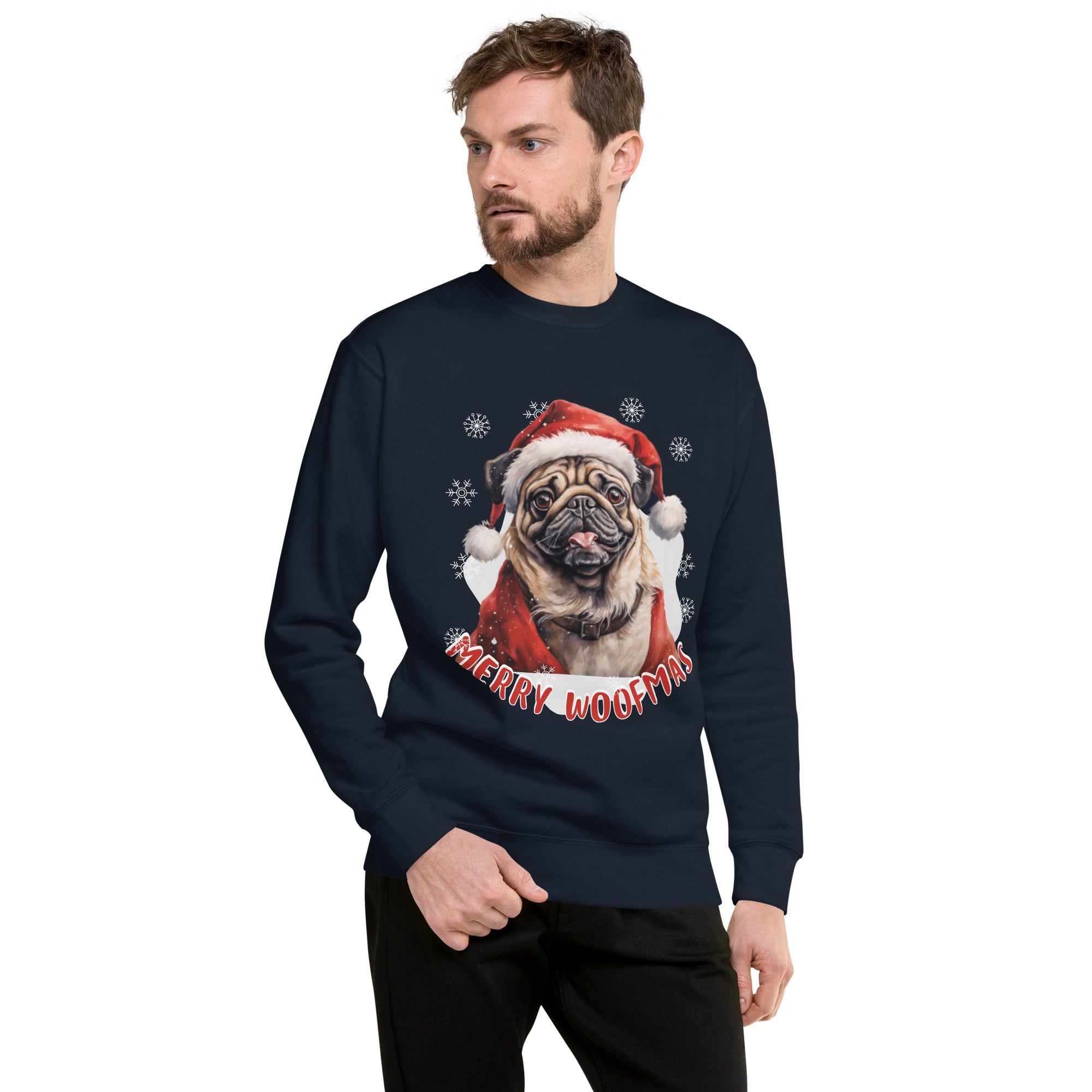 Unisex Premium Sweatshirt Pug - Merry Woofmas