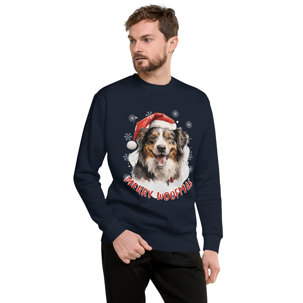 Unisex Premium Sweatshirt Australian Shepherd - Merry Woofmas