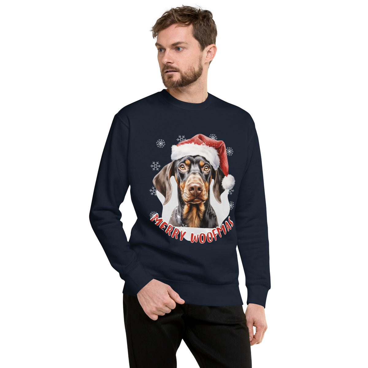 Unisex Premium Sweatshirt Doberman - Merry Woofmas