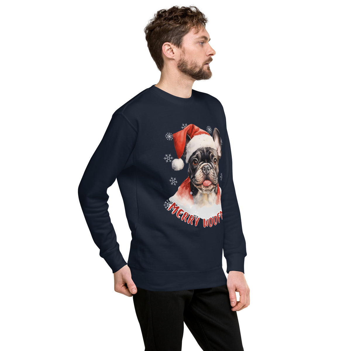 Unisex Premium Sweatshirt French Bulldog - Merry Woofmas