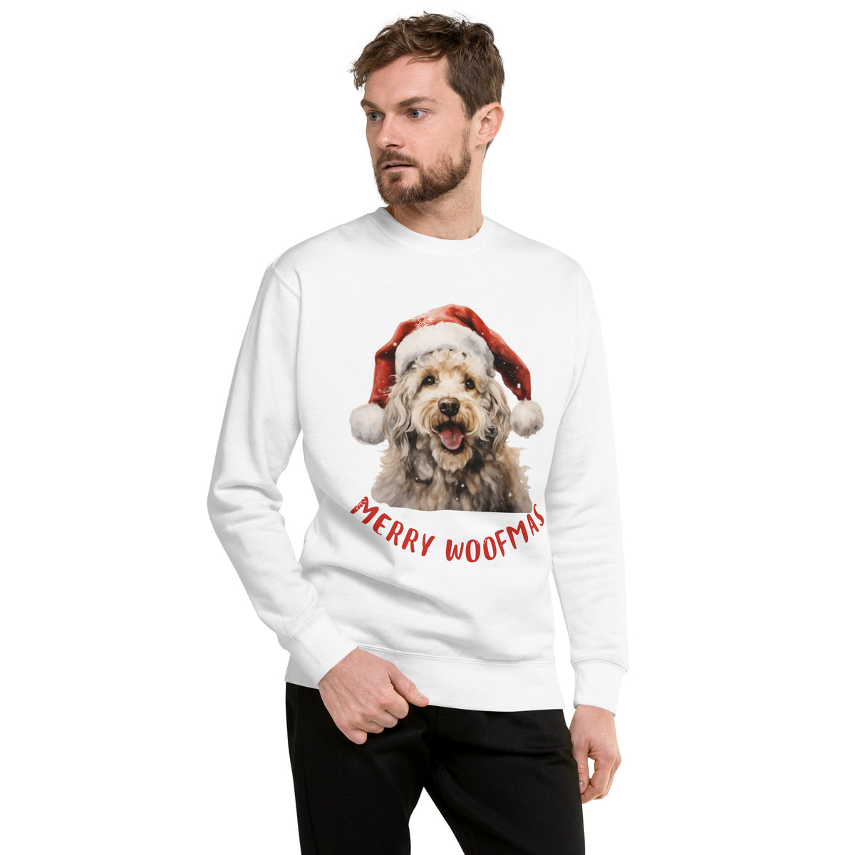 Unisex Premium Sweatshirt Poodle - Merry Woofmas