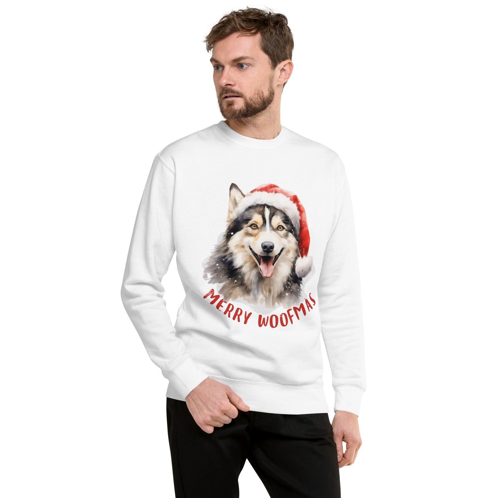 Unisex Premium Sweatshirt Siberian Husky - Merry Woofmas