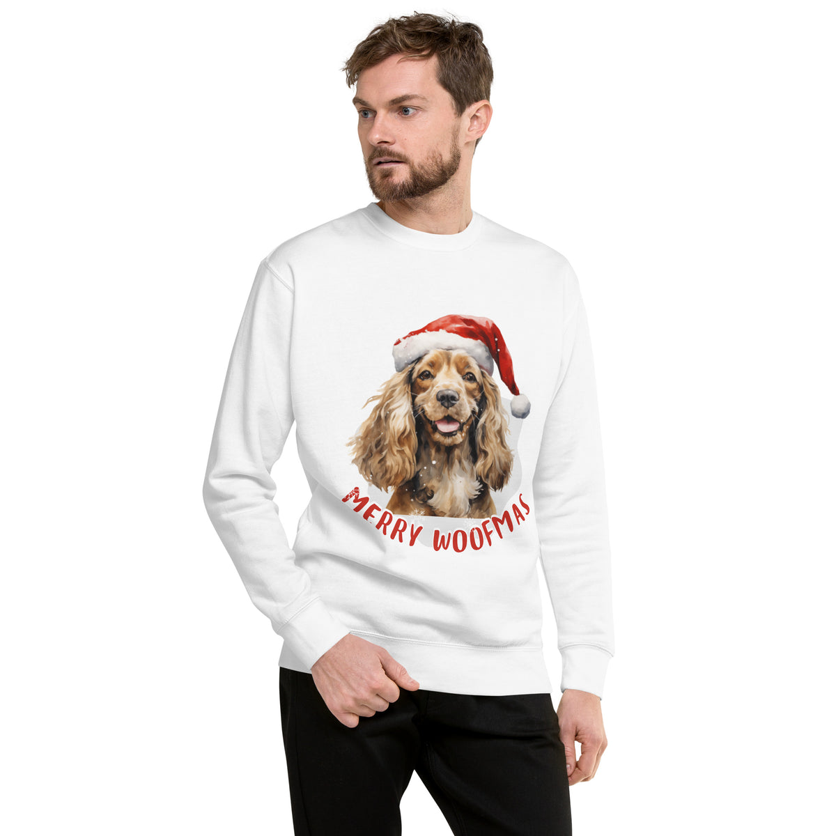 Unisex Premium Sweatshirt Cocker Spaniel - Merry Woofmas