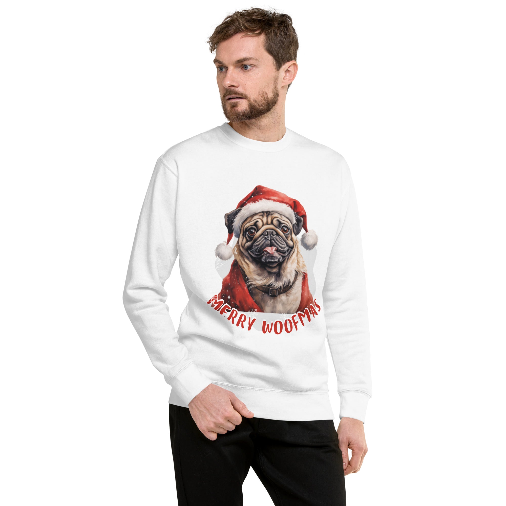 Unisex Premium Sweatshirt Pug - Merry Woofmas