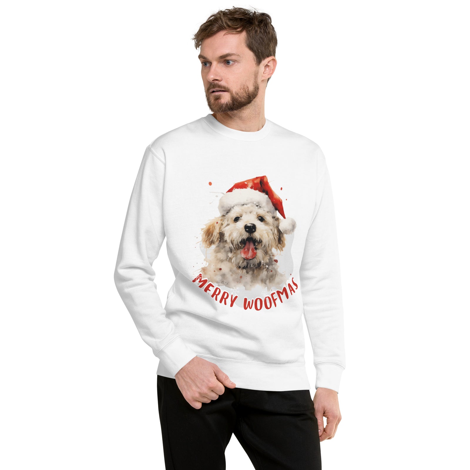 Unisex Premium Sweatshirt Bichon Frise - Merry Woofmas