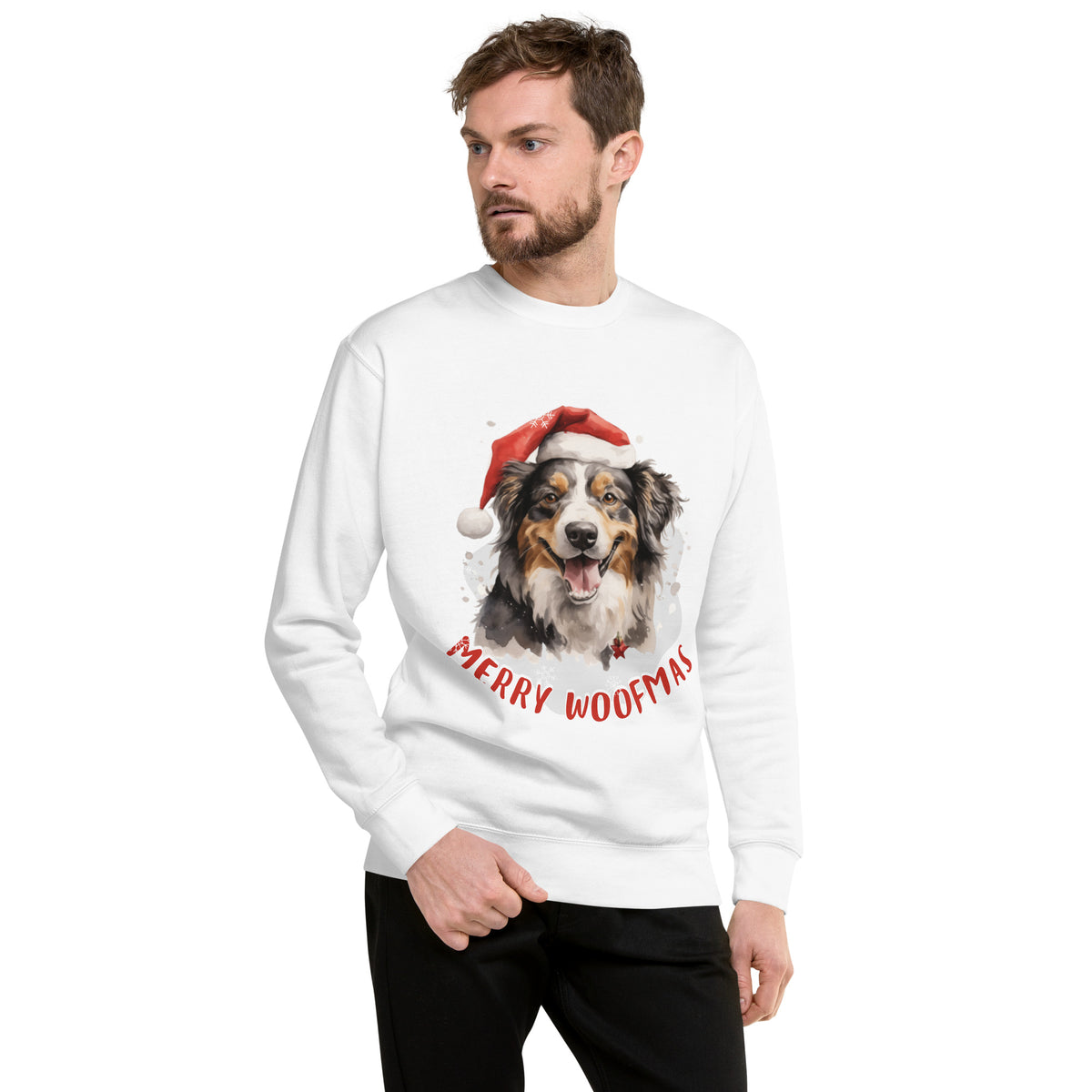 Unisex Premium Sweatshirt Australian Shepherd - Merry Woofmas