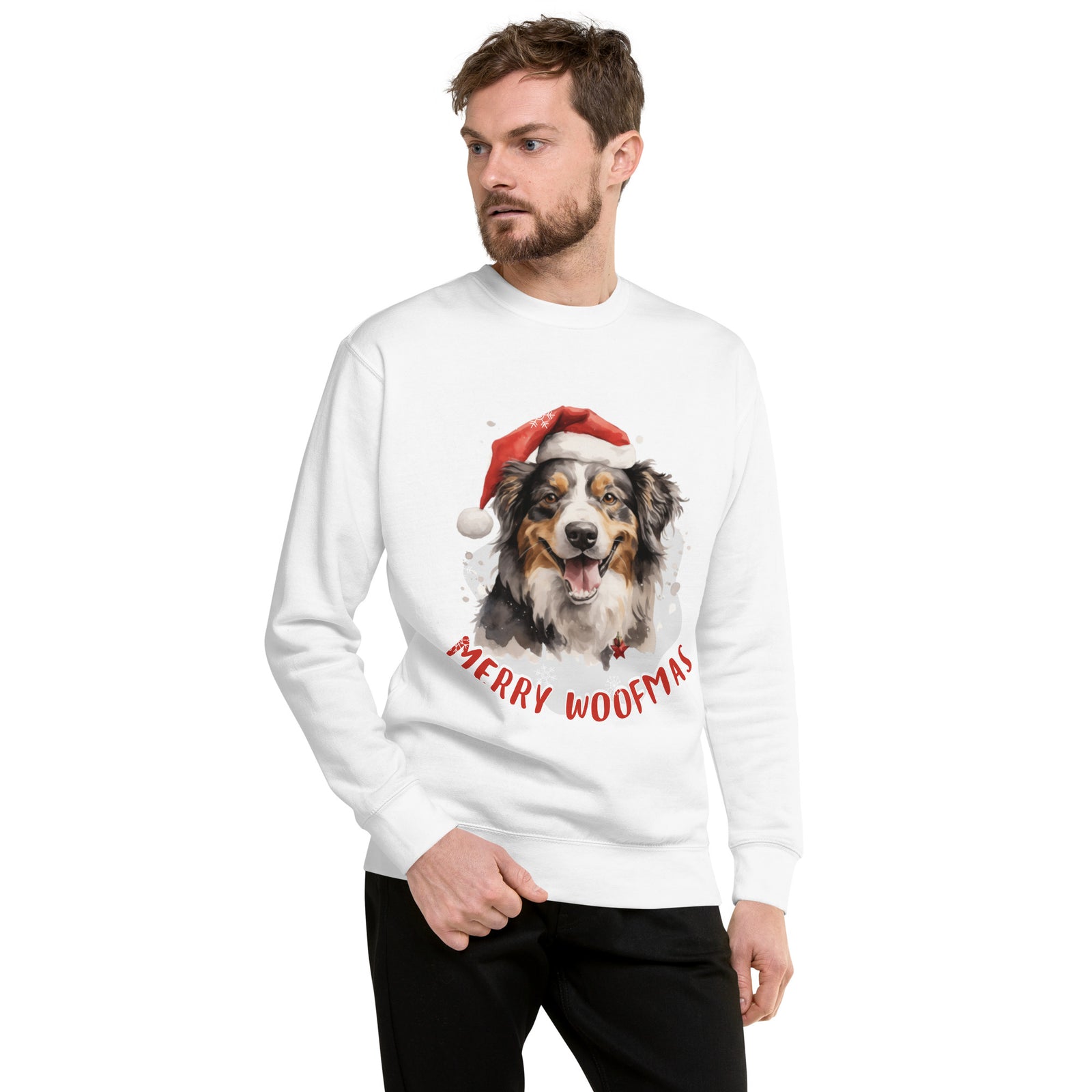 Unisex Premium Sweatshirt Australian Shepherd - Merry Woofmas