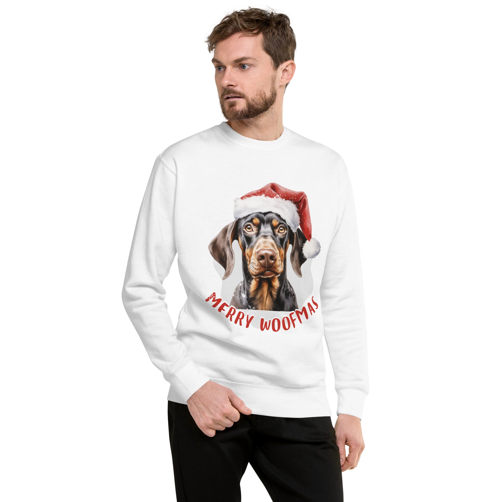 Unisex Premium Sweatshirt Doberman - Merry Woofmas