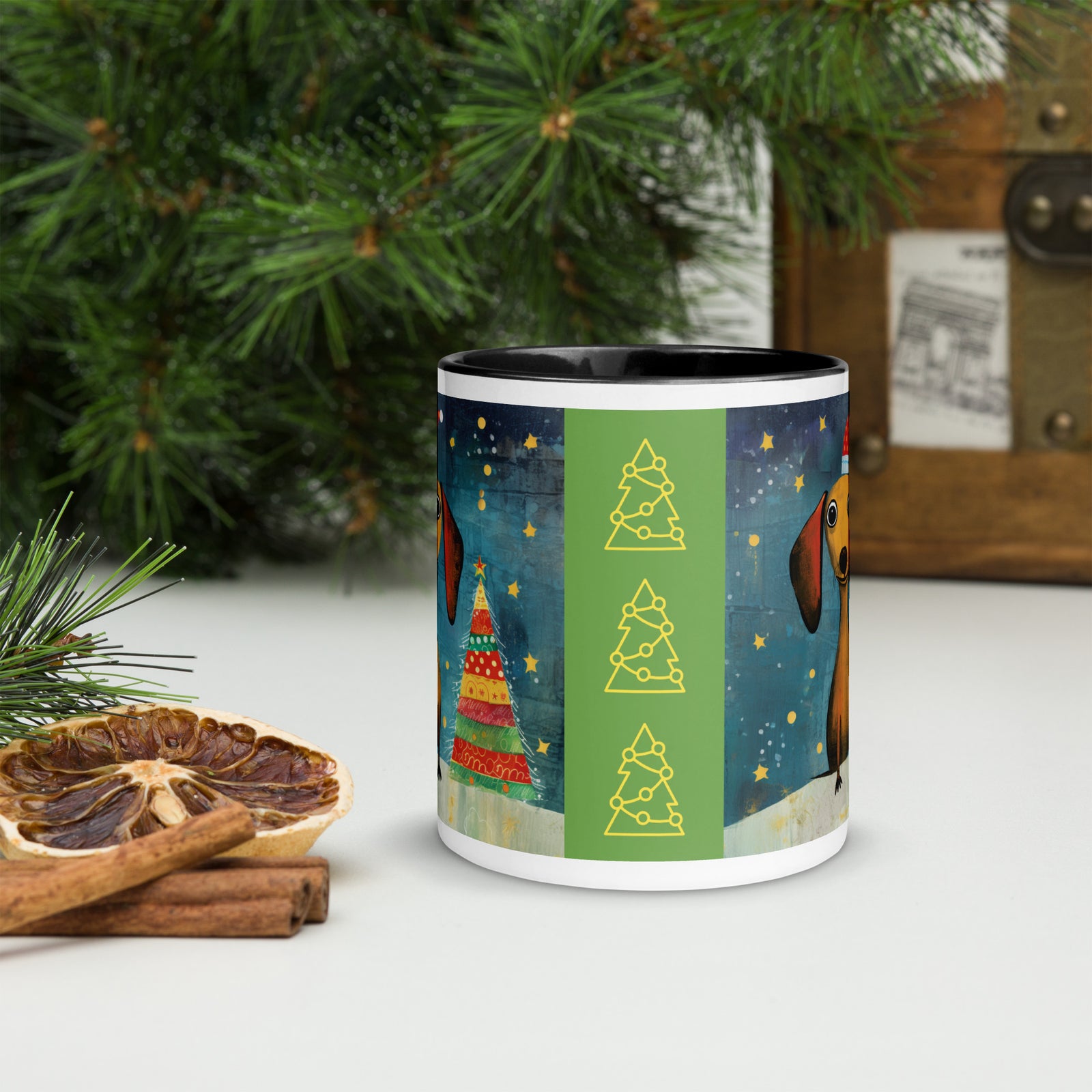 Mug with Color Inside Danchshund - Merry Woofmas