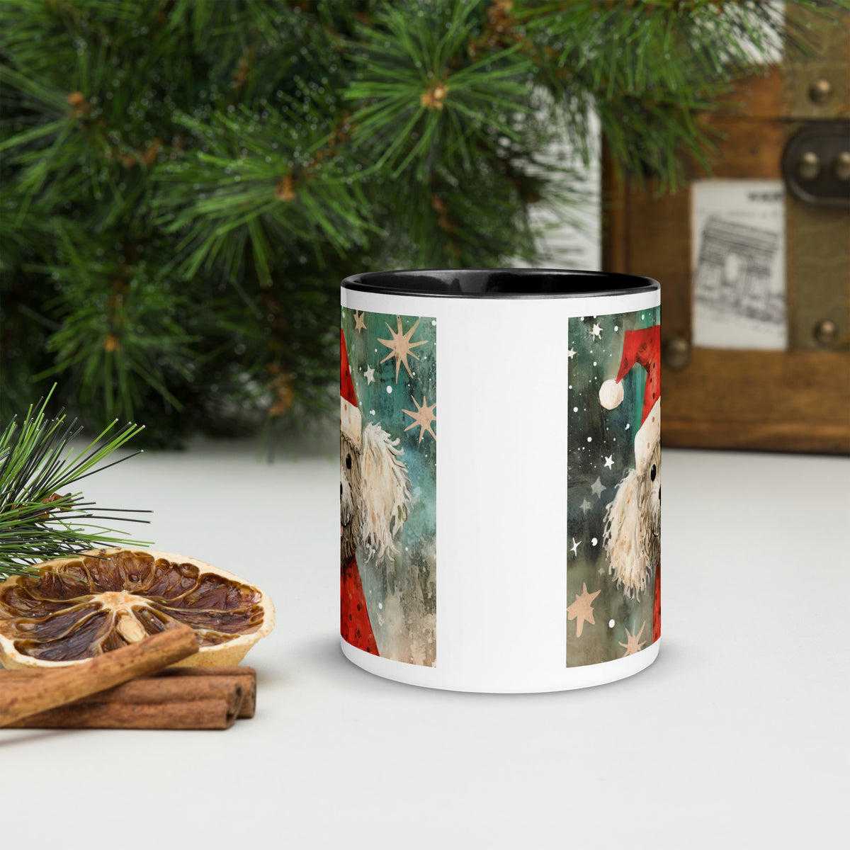 Mug with Color Inside Poodle - Merry Woofmas