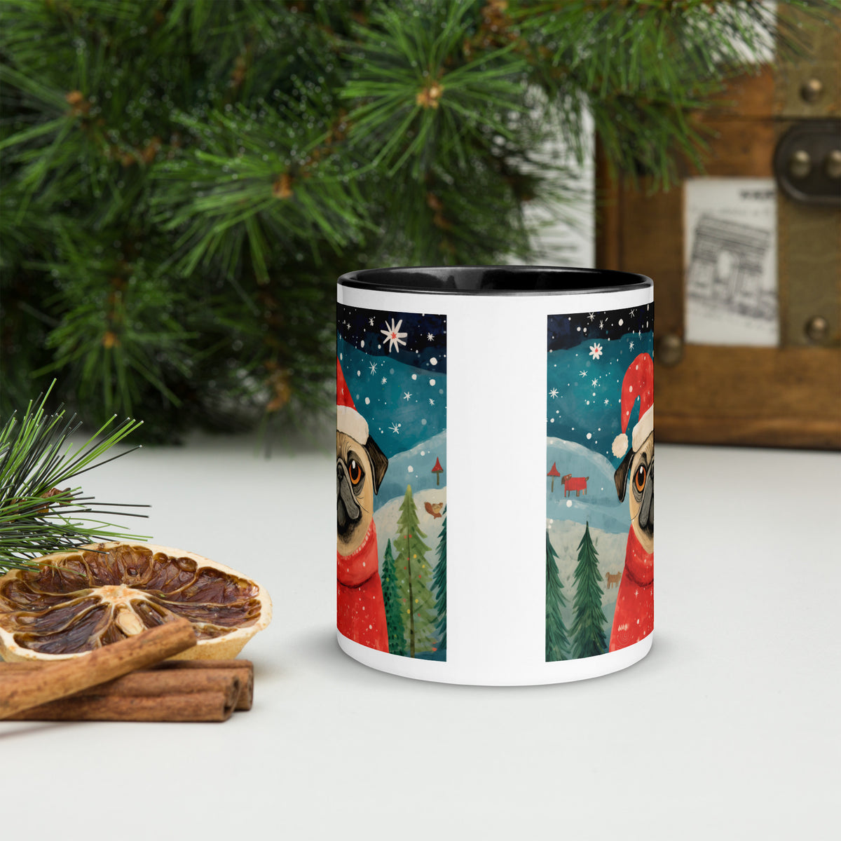 Mug with Color Inside Pug -Merry Woofmas