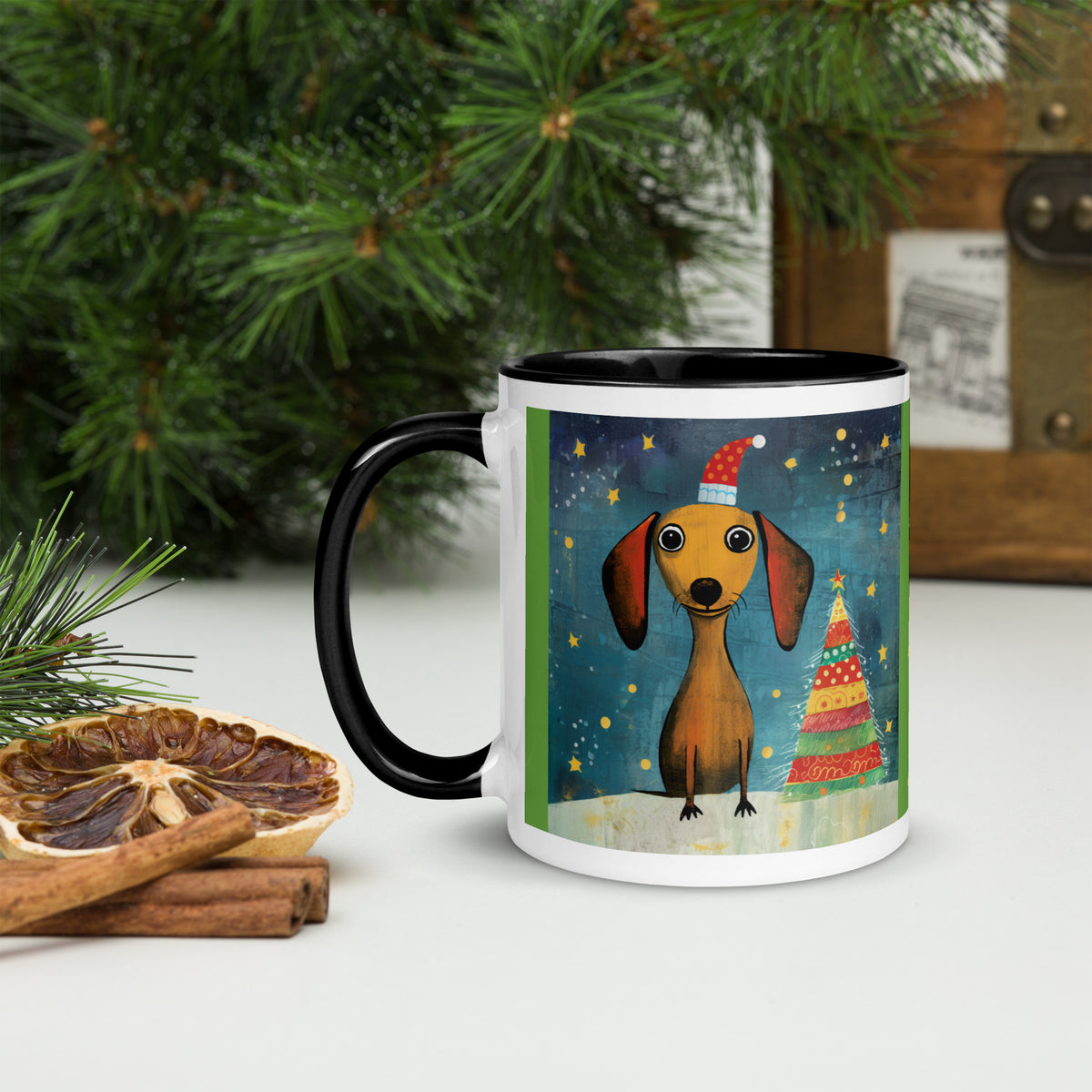 Mug with Color Inside Danchshund - Merry Woofmas