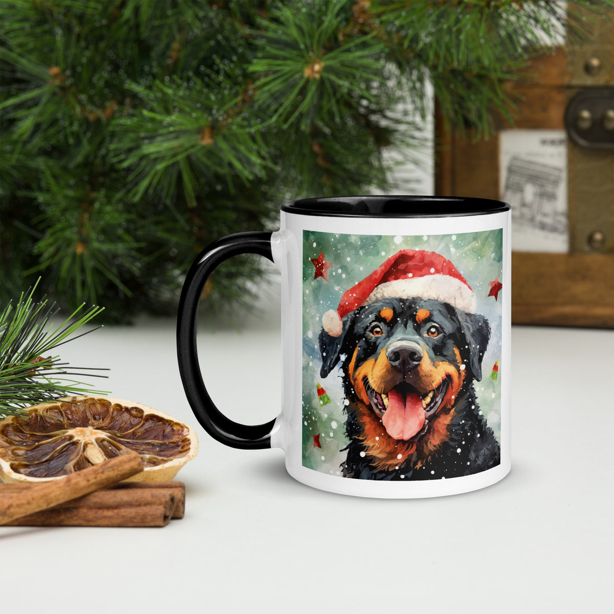 Mug with Color Inside Rottweiler - Merry Woofmas